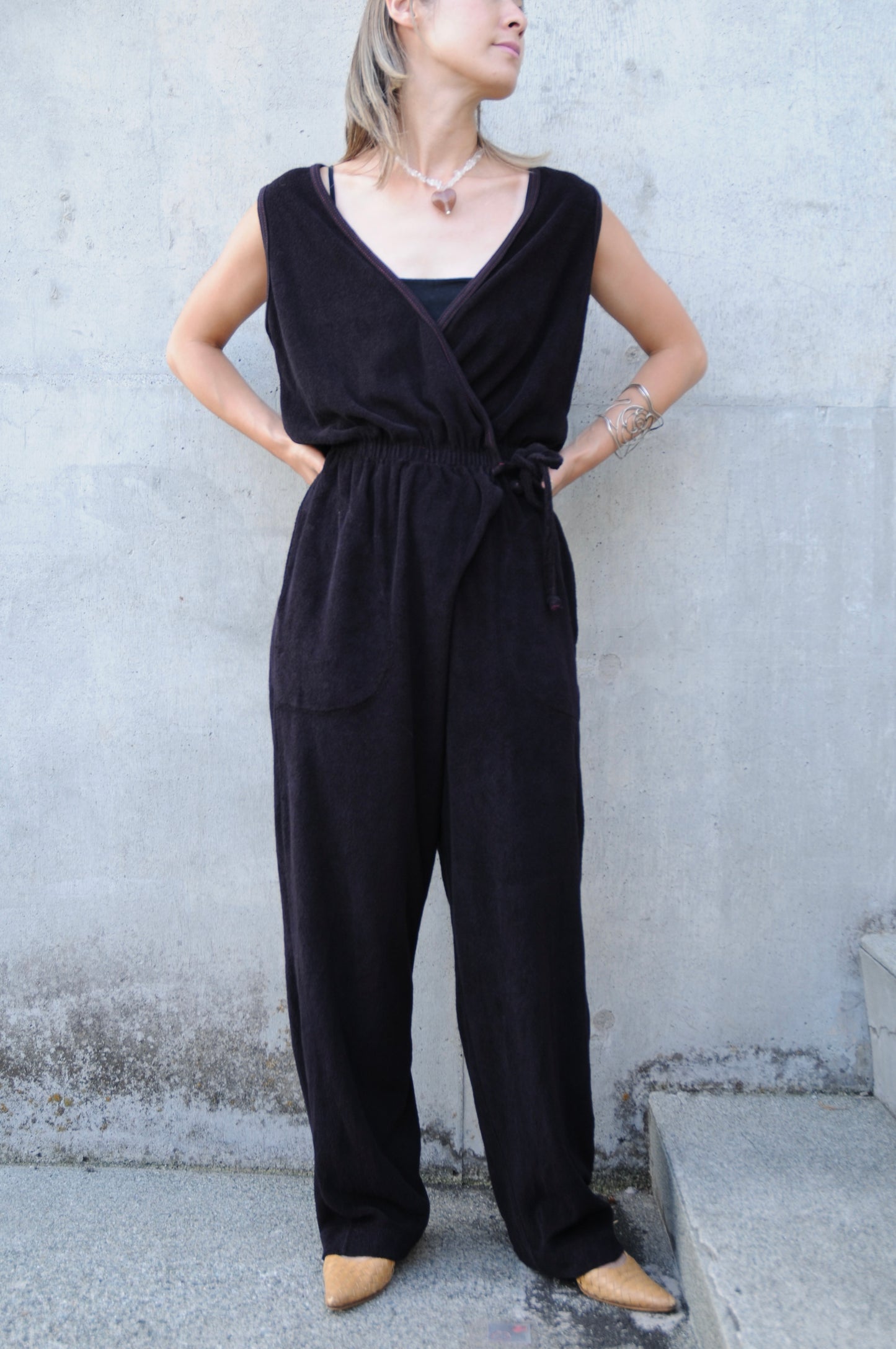 80's N/S Pile jumpsuit/BLACK