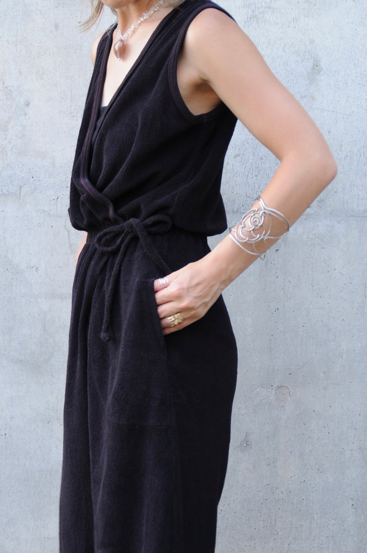 80's N/S Pile jumpsuit/BLACK