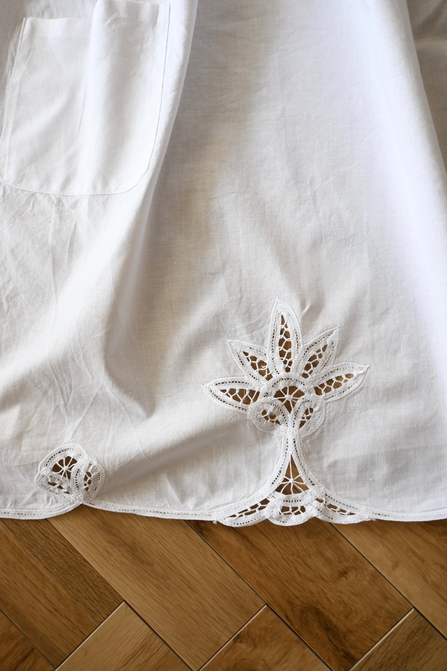 vintage cotton apron/WHITE