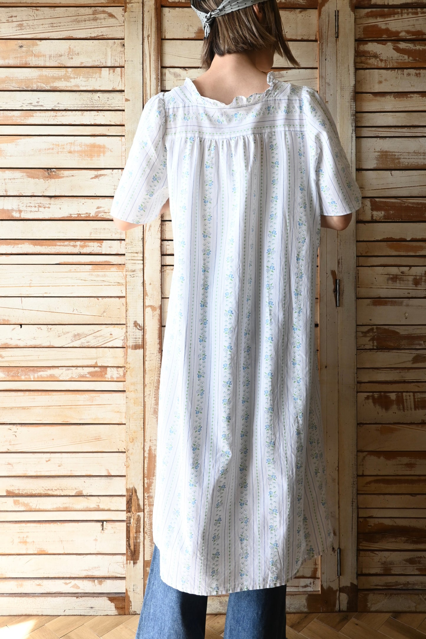 Flower cotton dress/WHITE