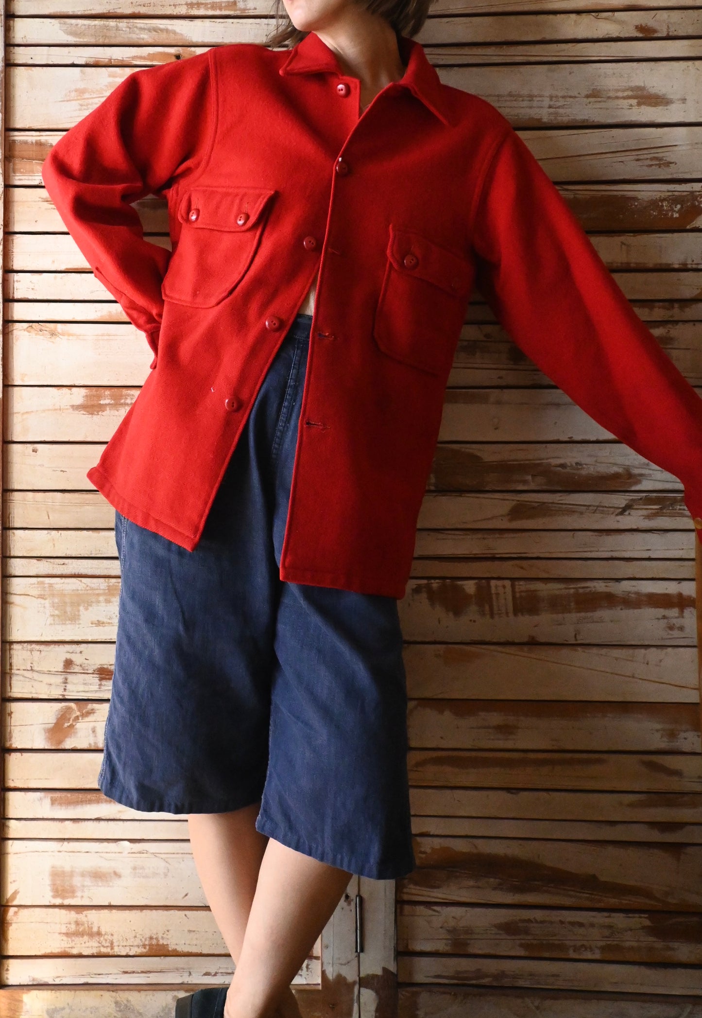 50's-60's BOY SCOUTS OF AMERICA wool shirt/RED