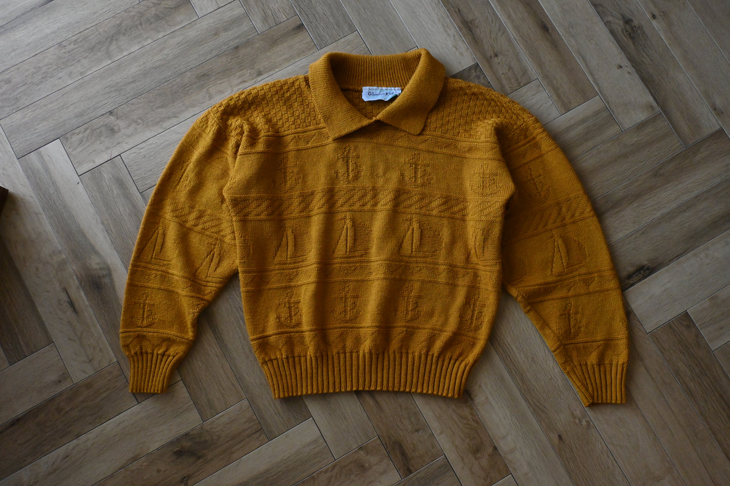 Marine anchor knit sweater/MUSTARD