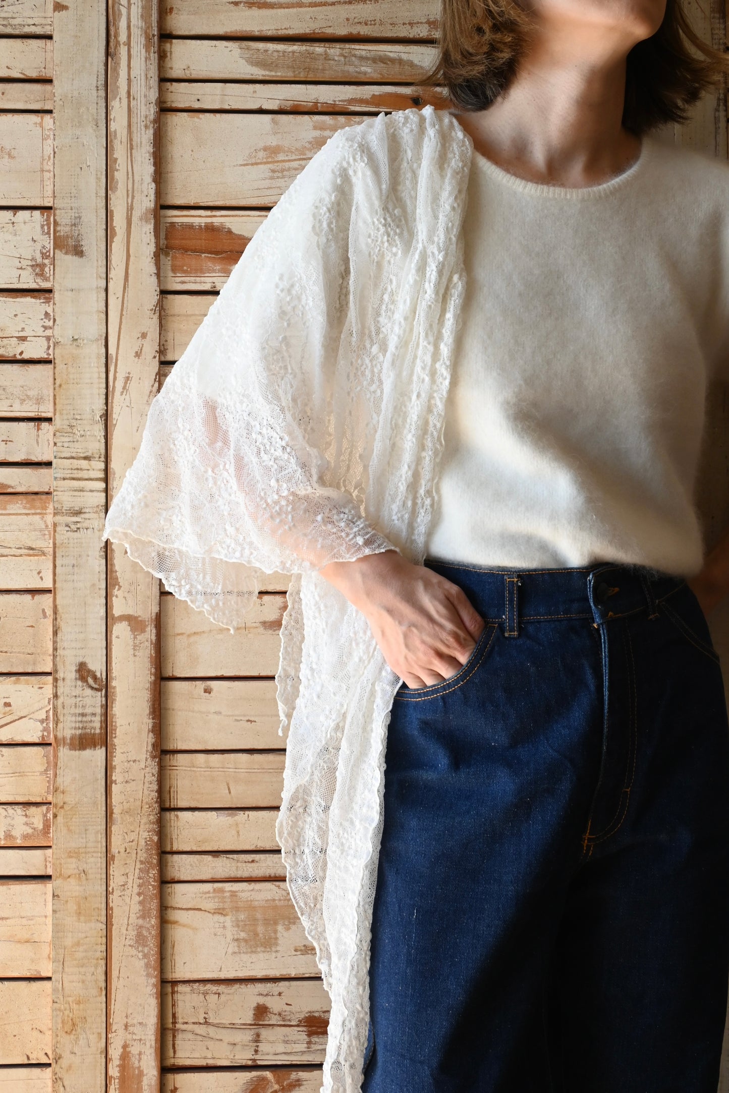 Lace shawl/IVORY