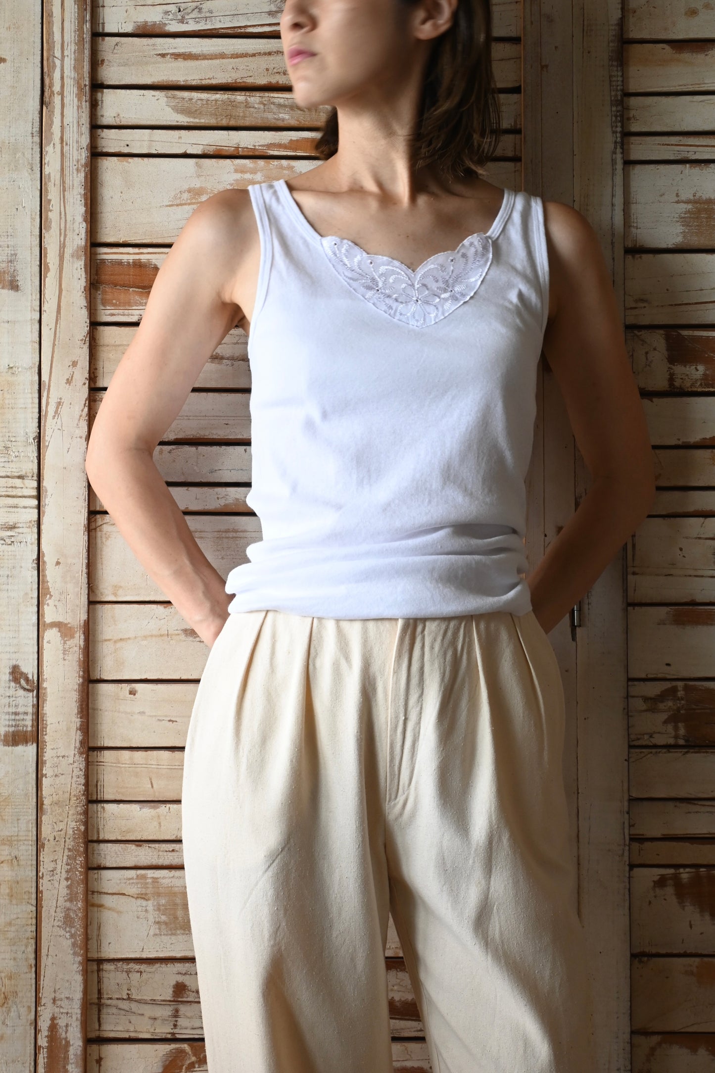 EURO Cotton underwear top/WHITE