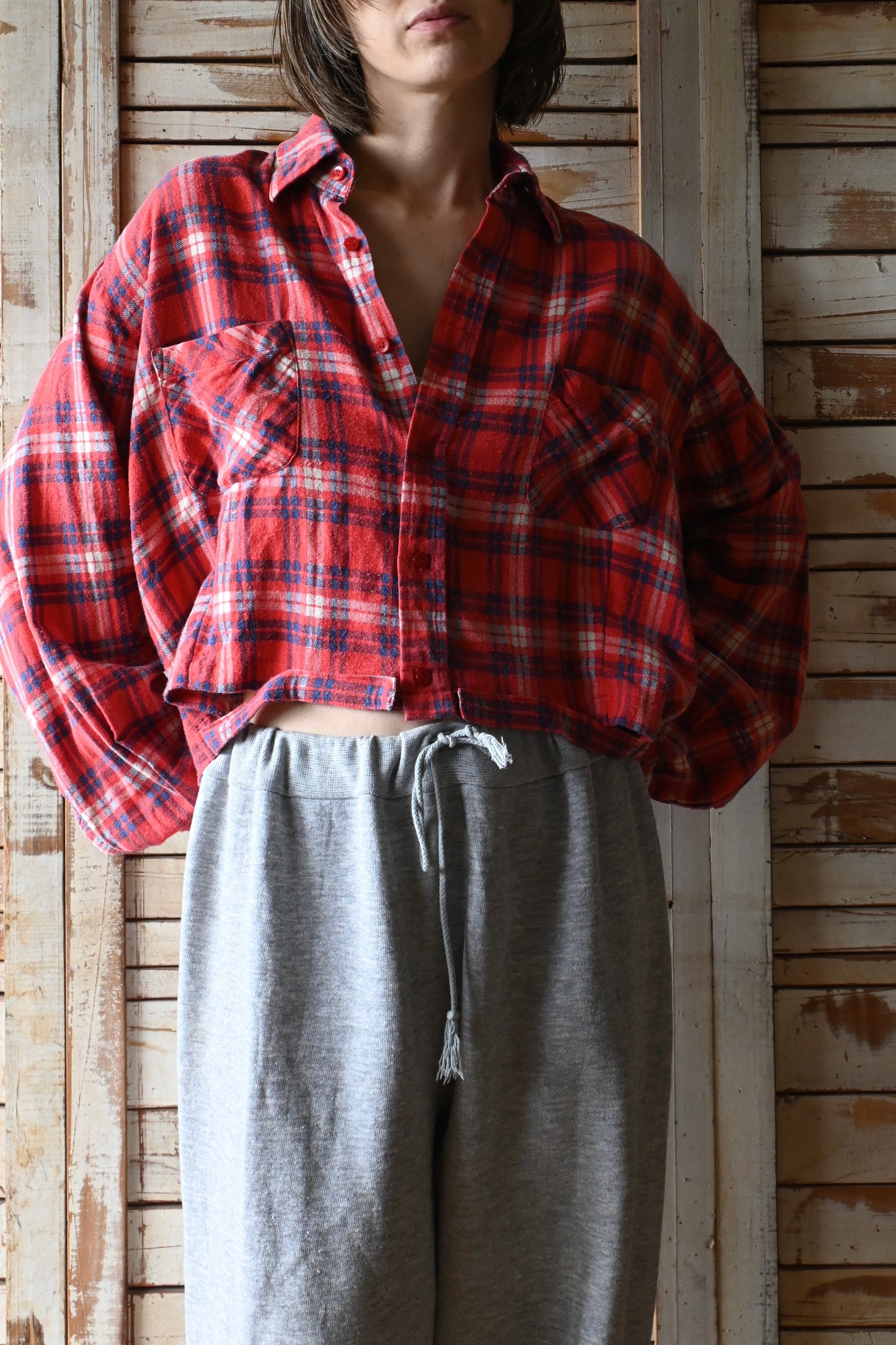 Cotton flannel shirt/RED