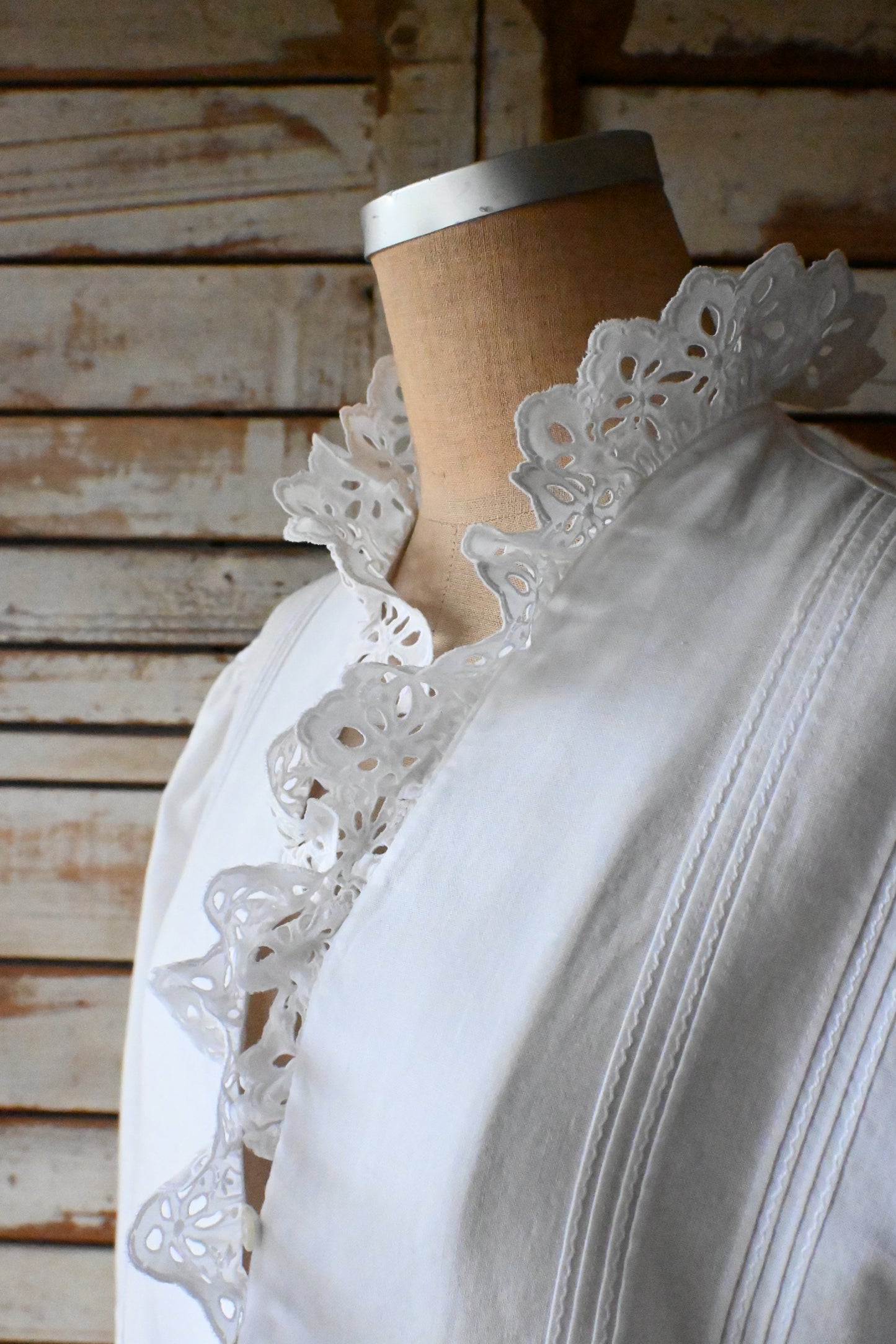 EURO Vintage cutwork cotton blouse/WHITE