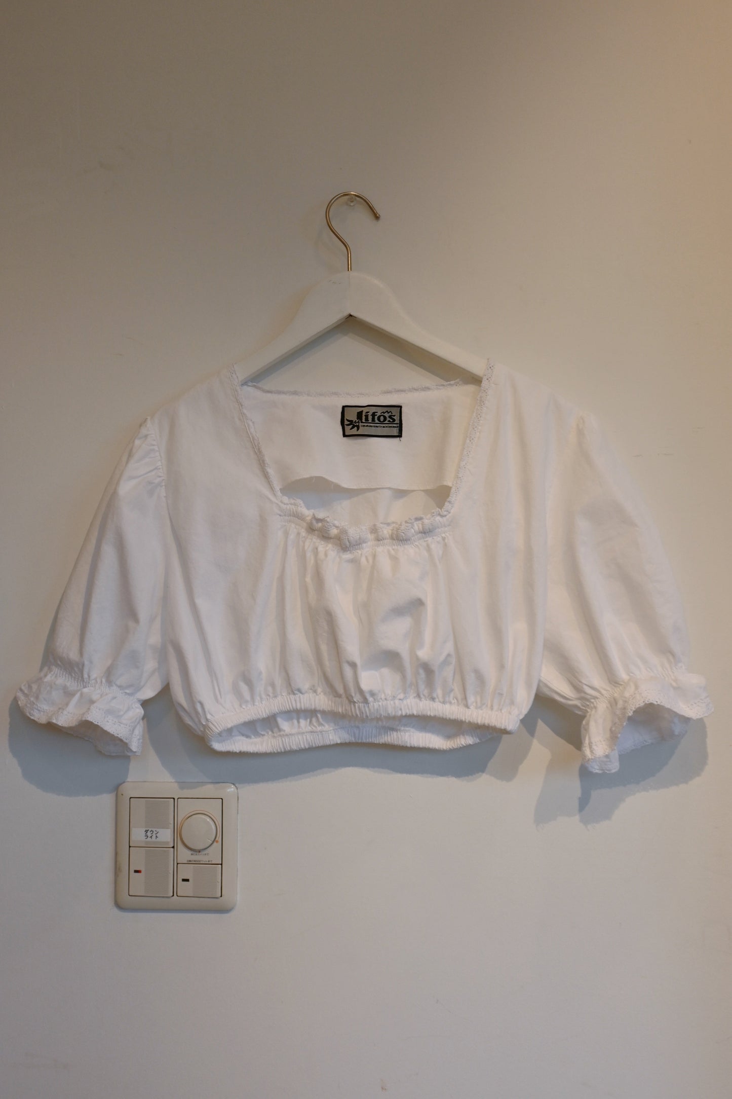 EURO Cotton cropped blouse/WHITE