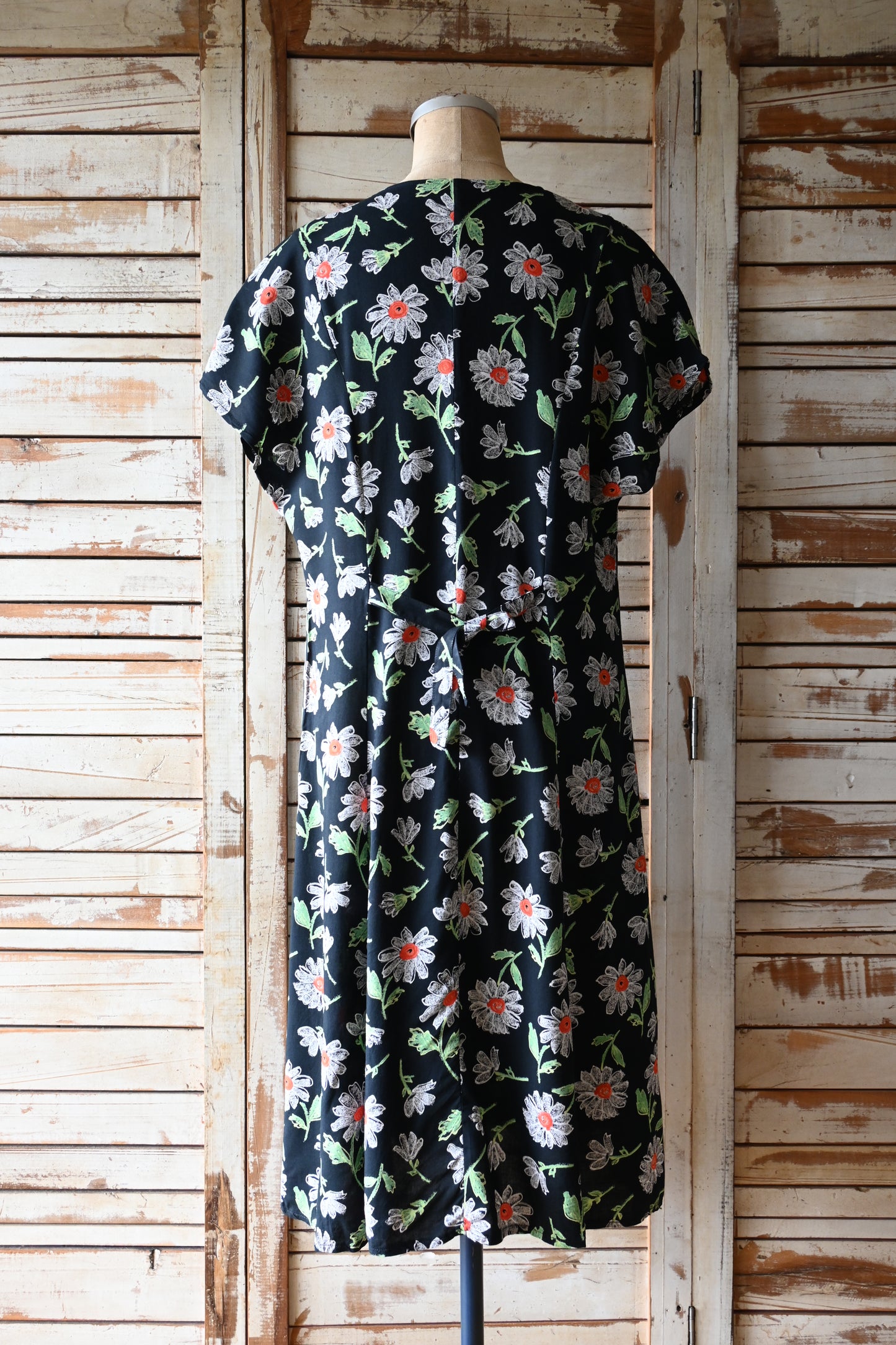 80's-90's Flower dress/BLACK