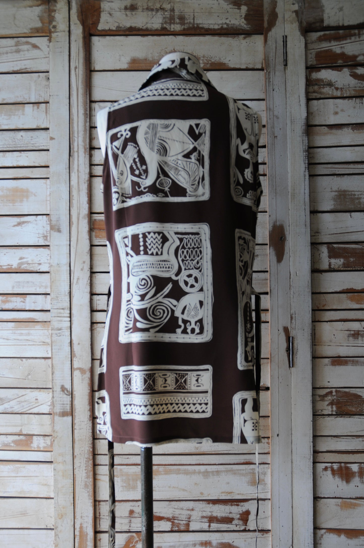 N/S pattern shirt/BROWN