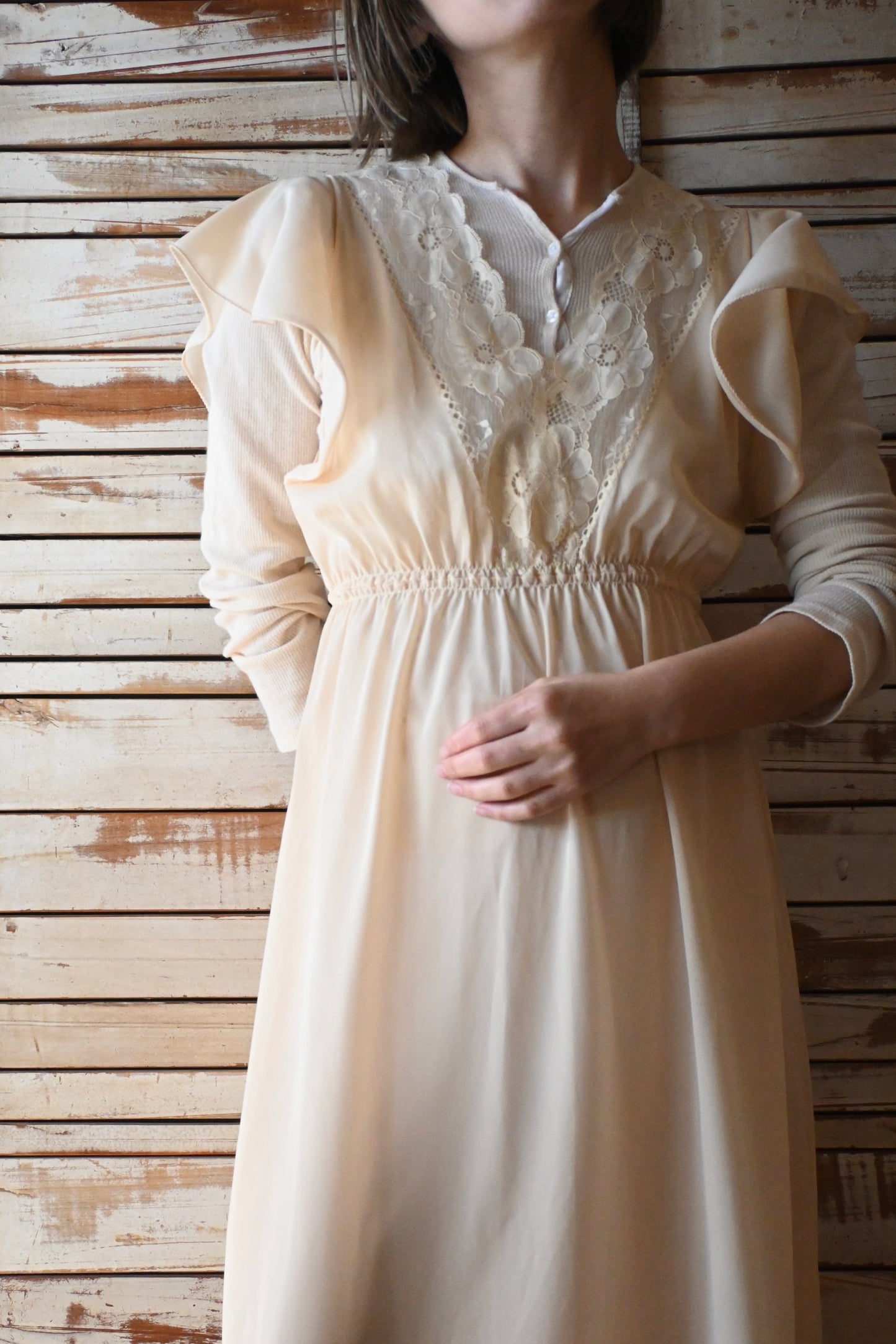 Sleeveless night dress/NUDE COLOR