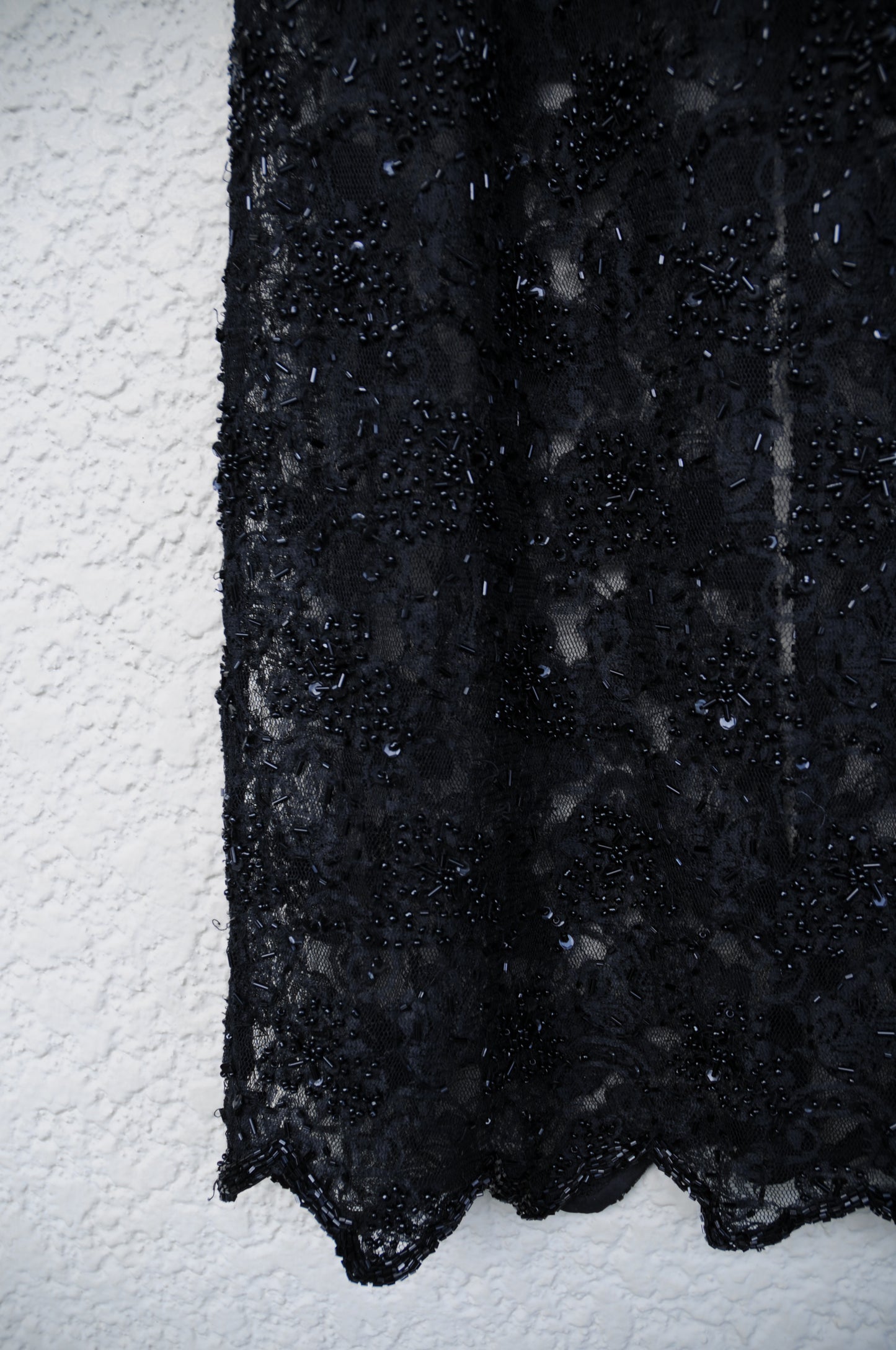 Spangle beads long skirt/BLACK