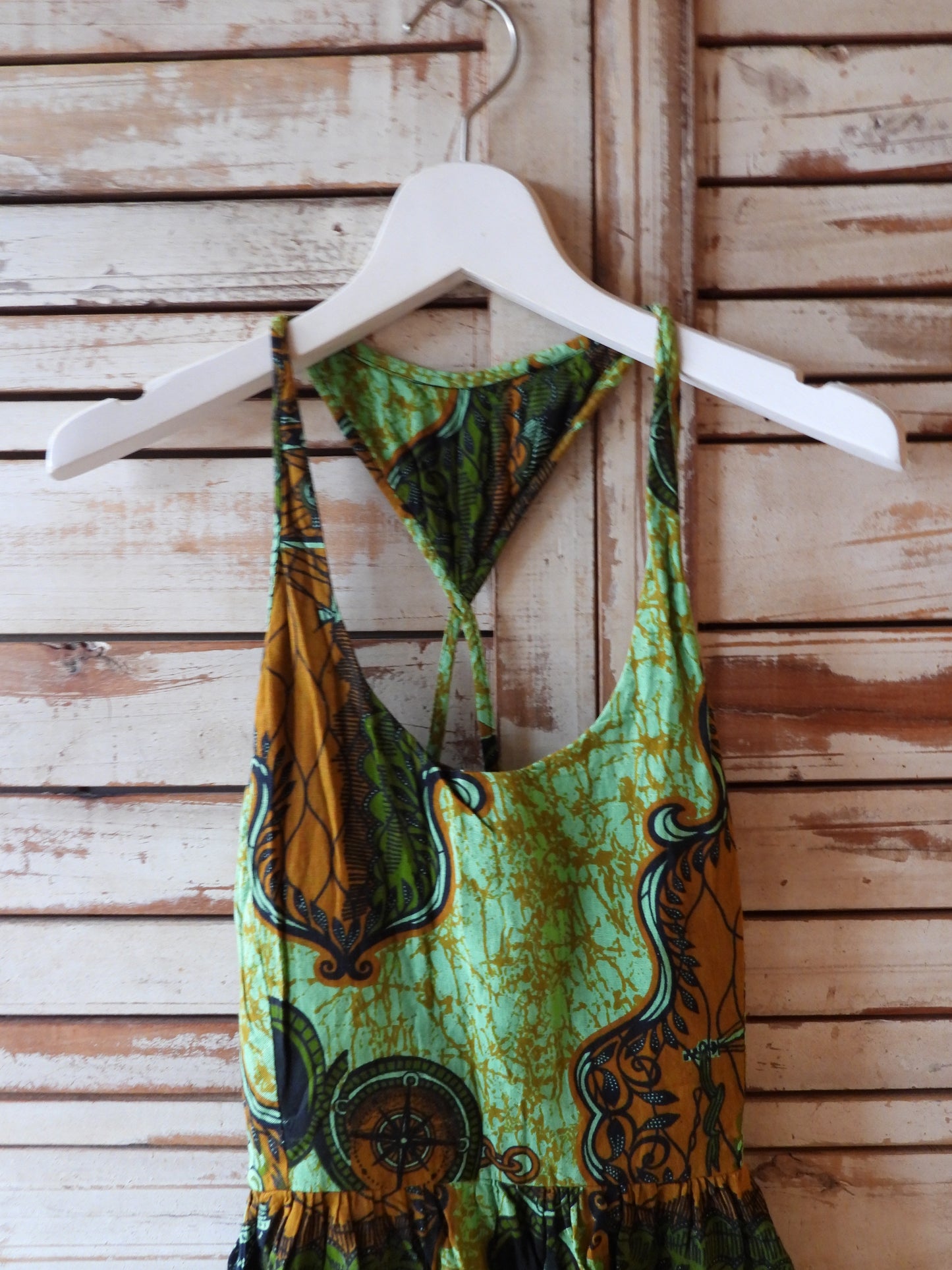 African printed midi dress/GREEN