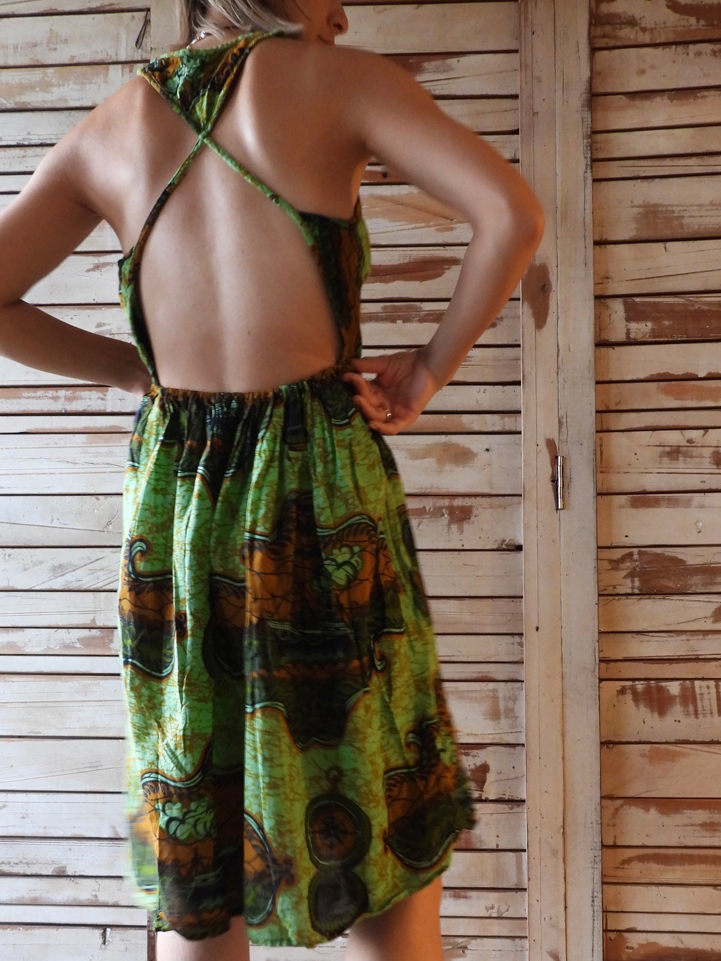 African printed midi dress/GREEN