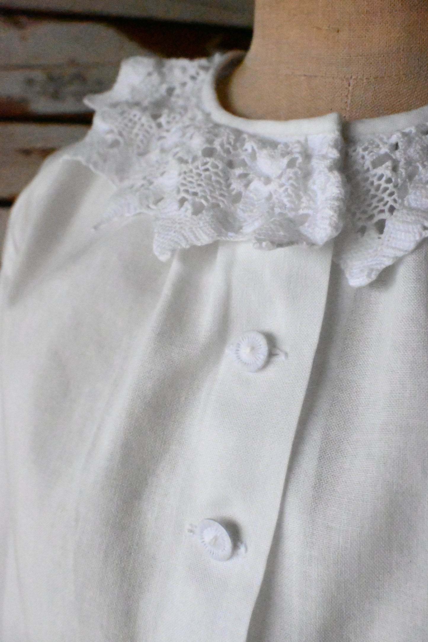 EURO Vintage lace collar blouse/WHITE