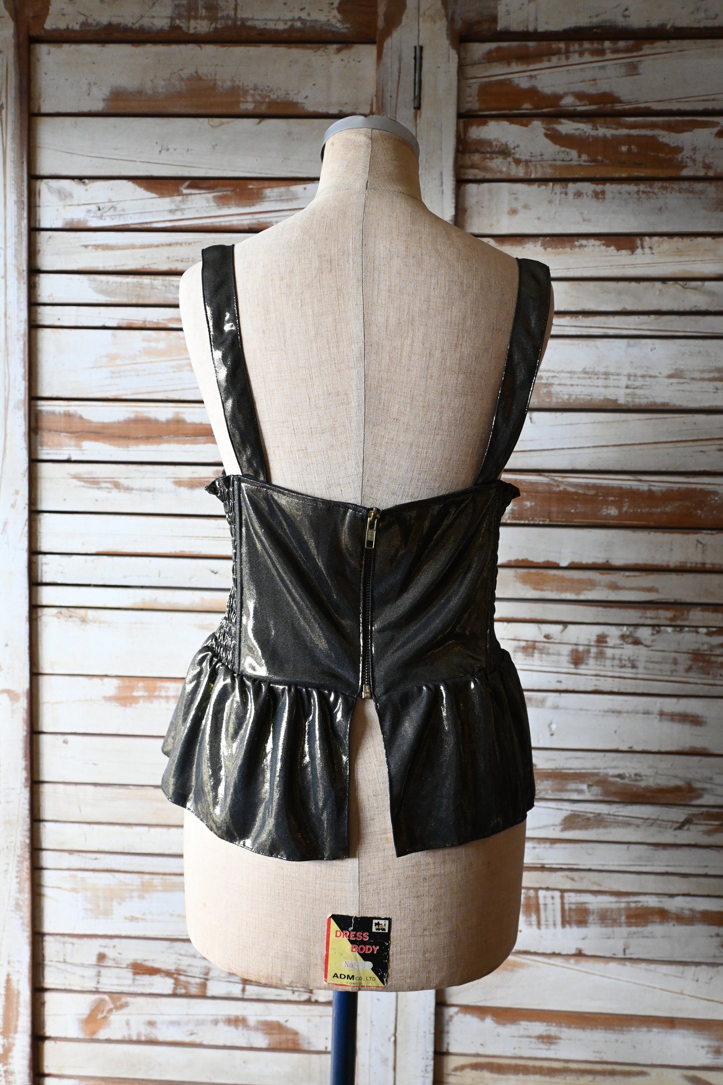 Metallic bustier top/BLACK