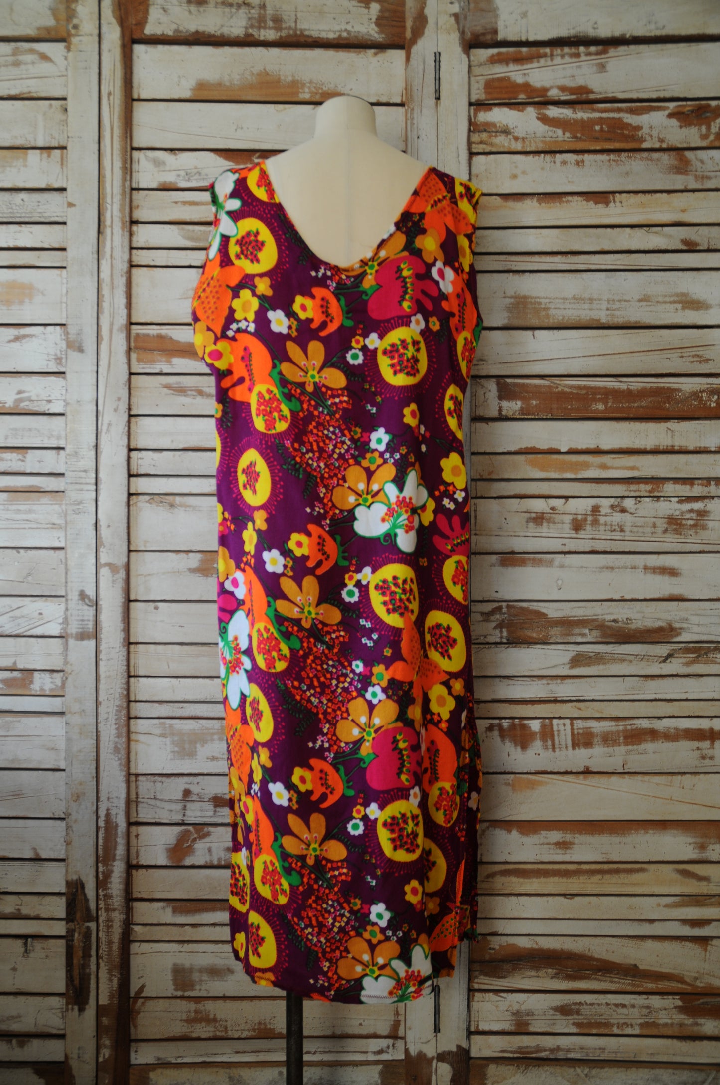 70's Vintage flower long dress/MULTI