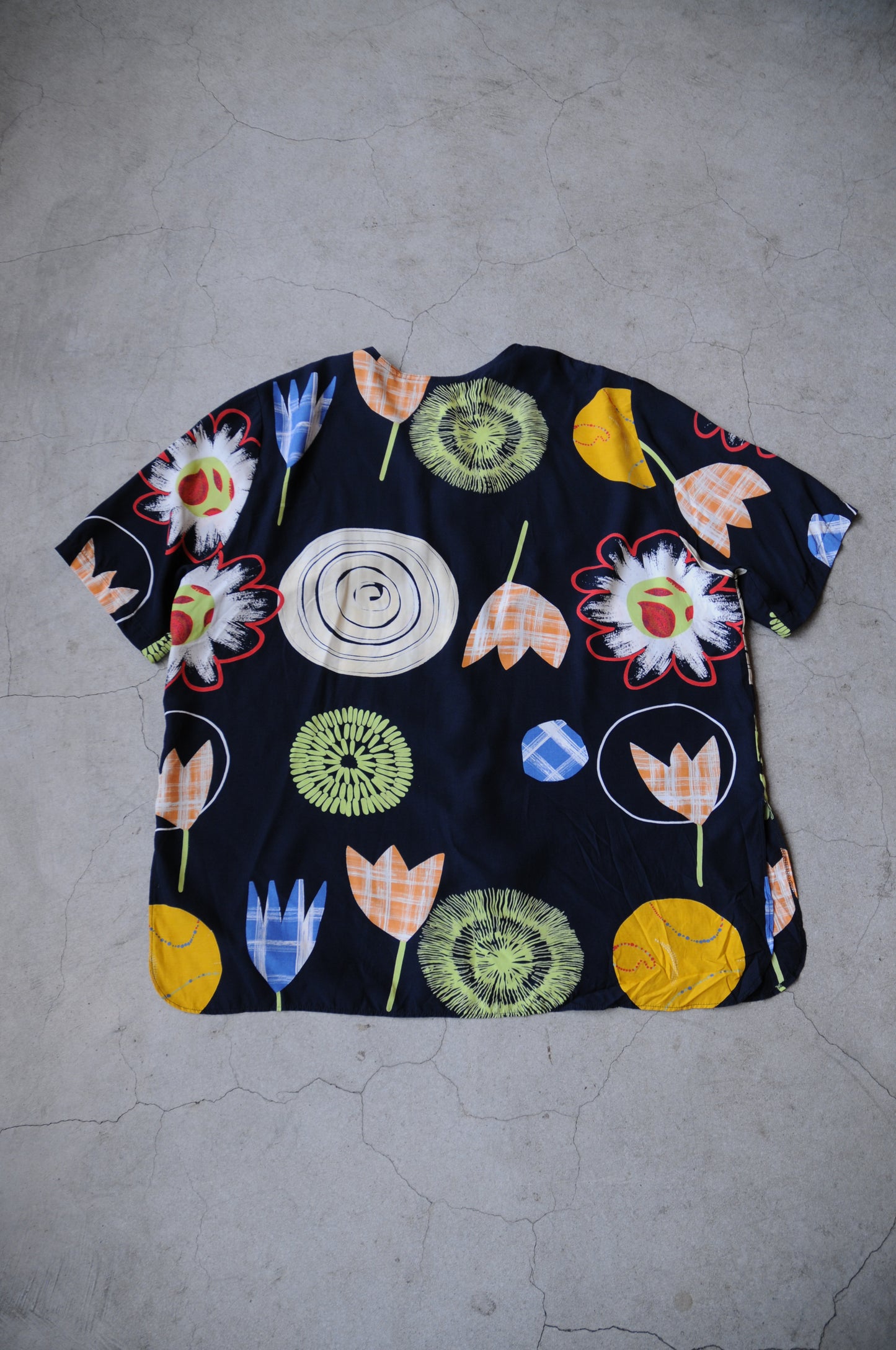 S/S flower shirt/NAVY