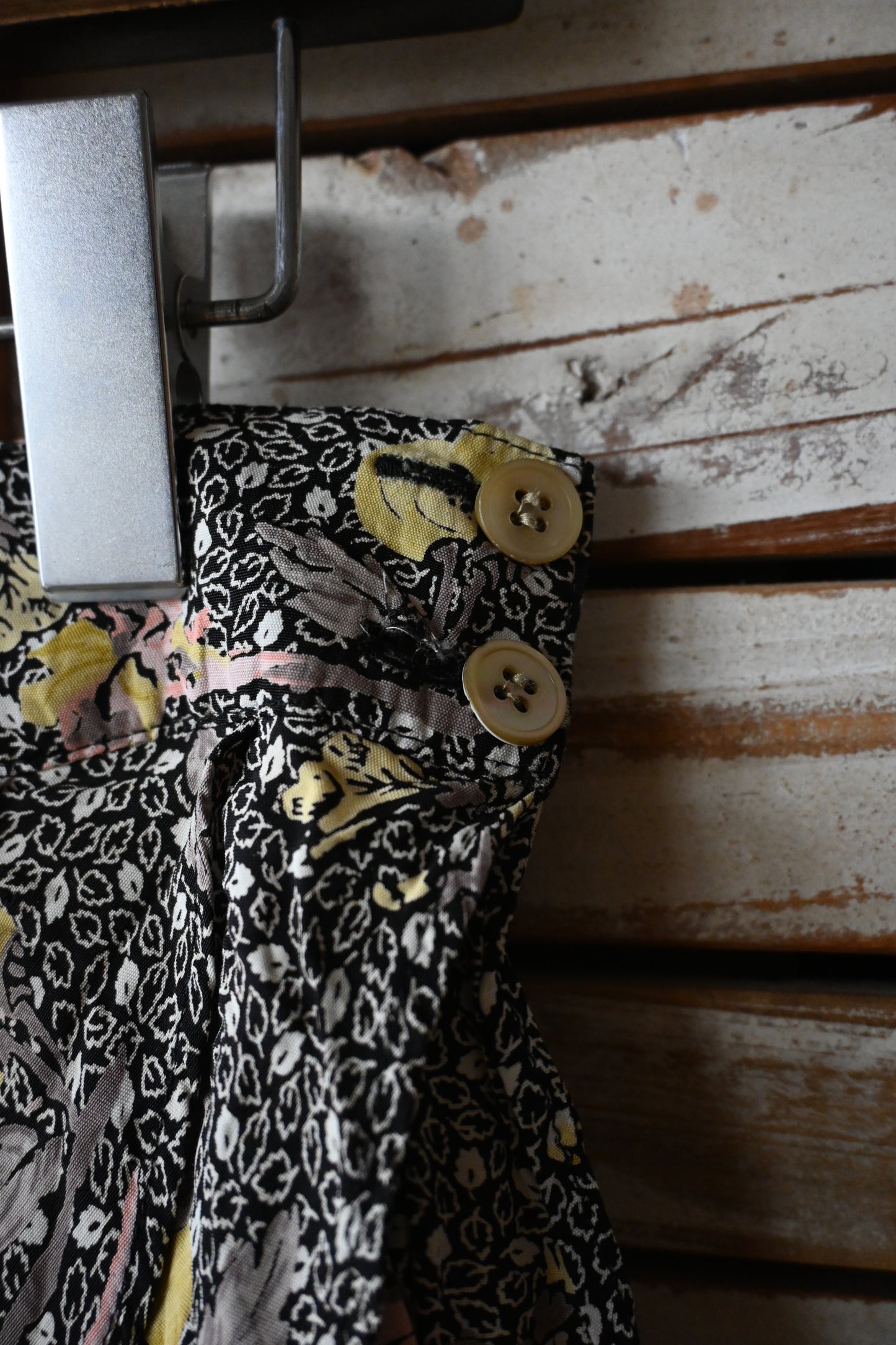 80's Flower tiered skirt/BLACK