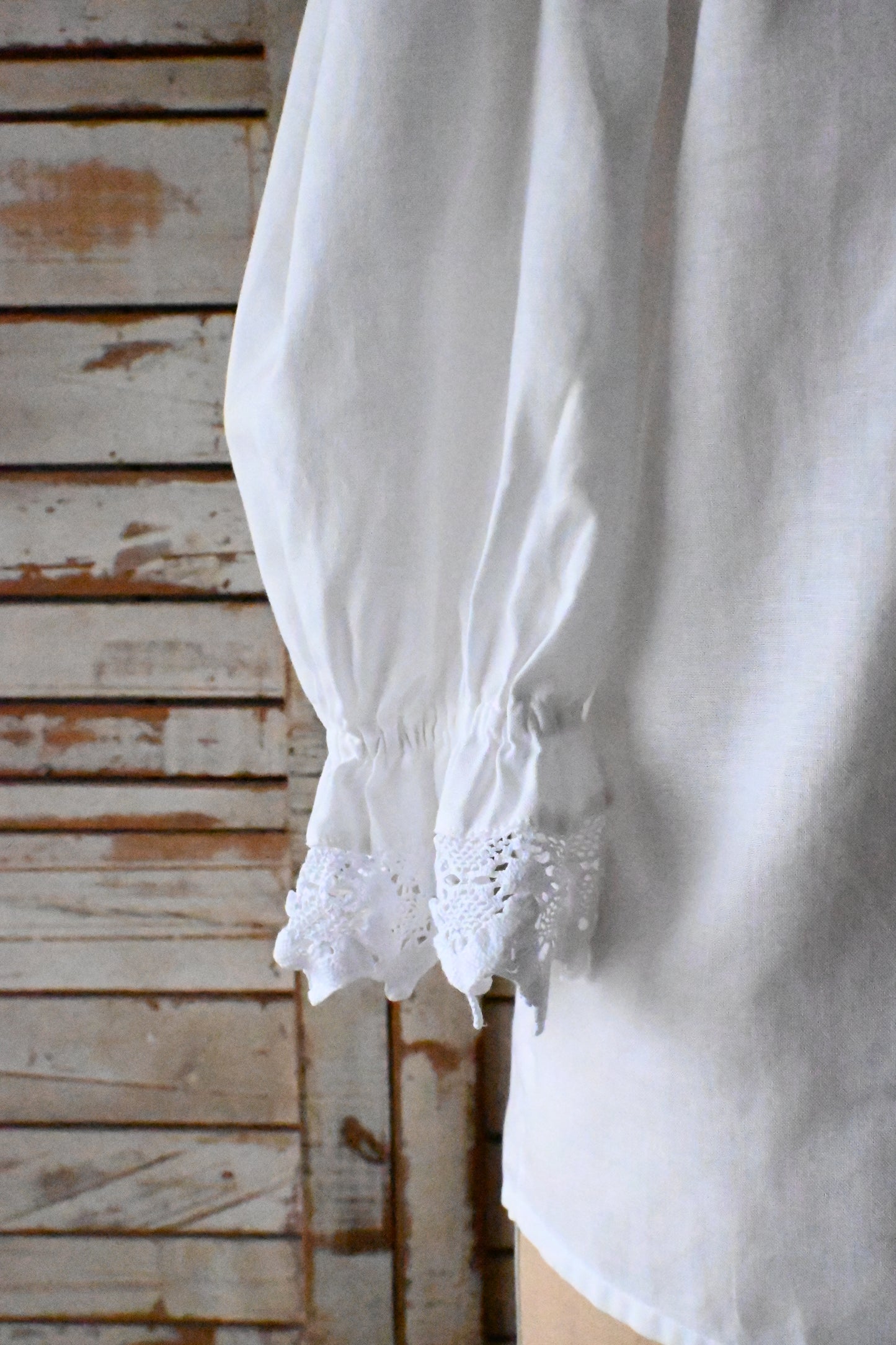 EURO Vintage lace collar blouse/WHITE