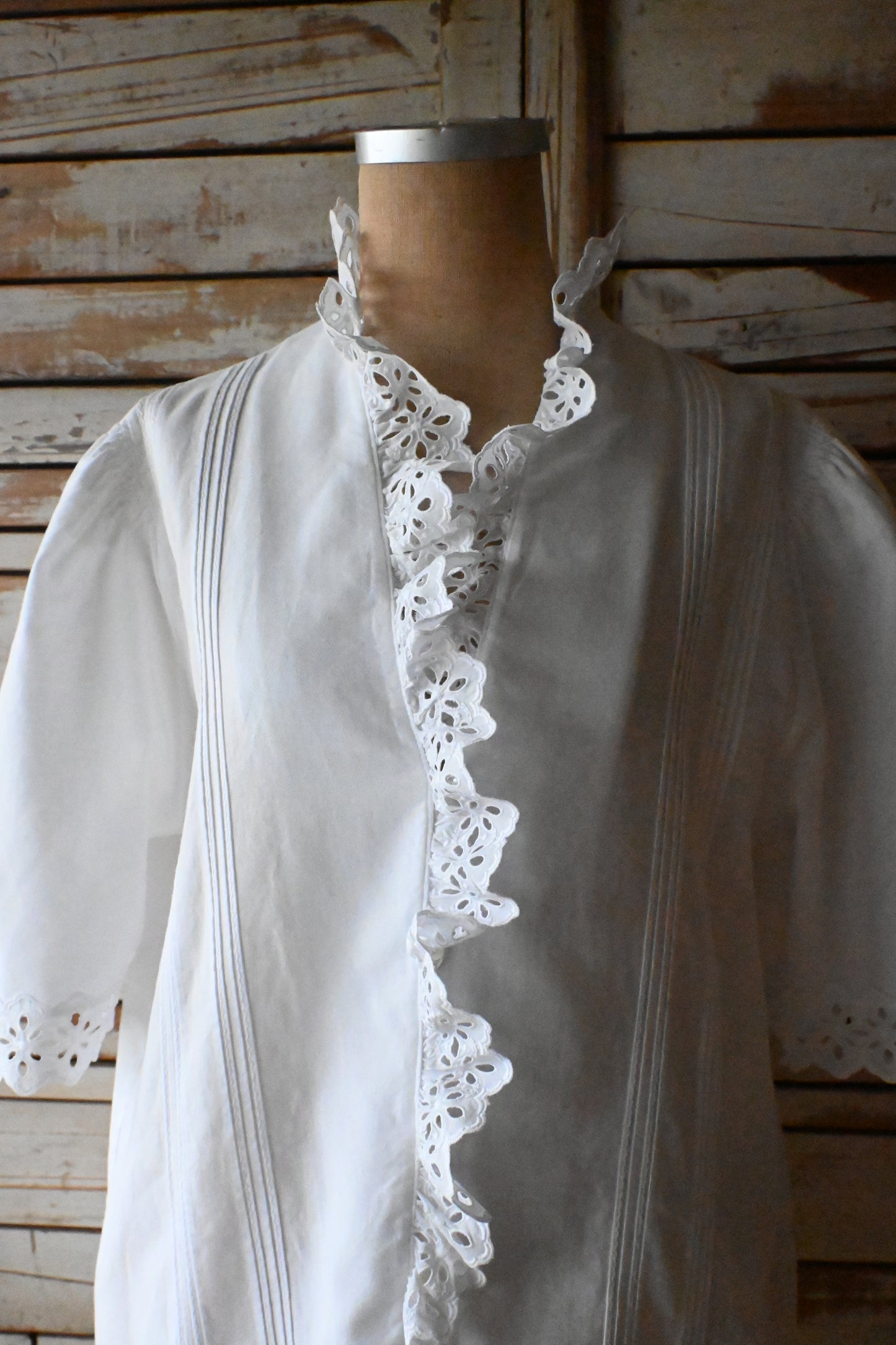 EURO Vintage cutwork cotton blouse/WHITE