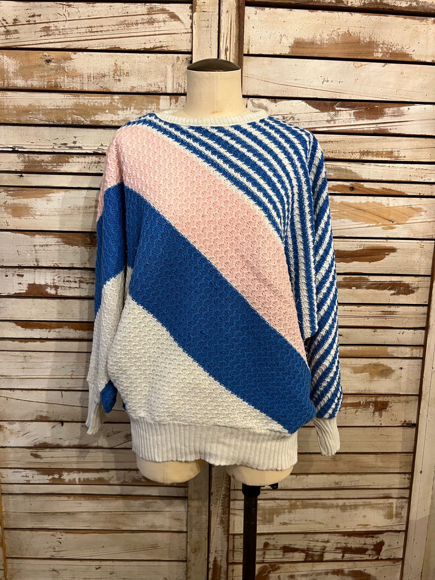 Dolman sleeve knit/BLUE×PINK