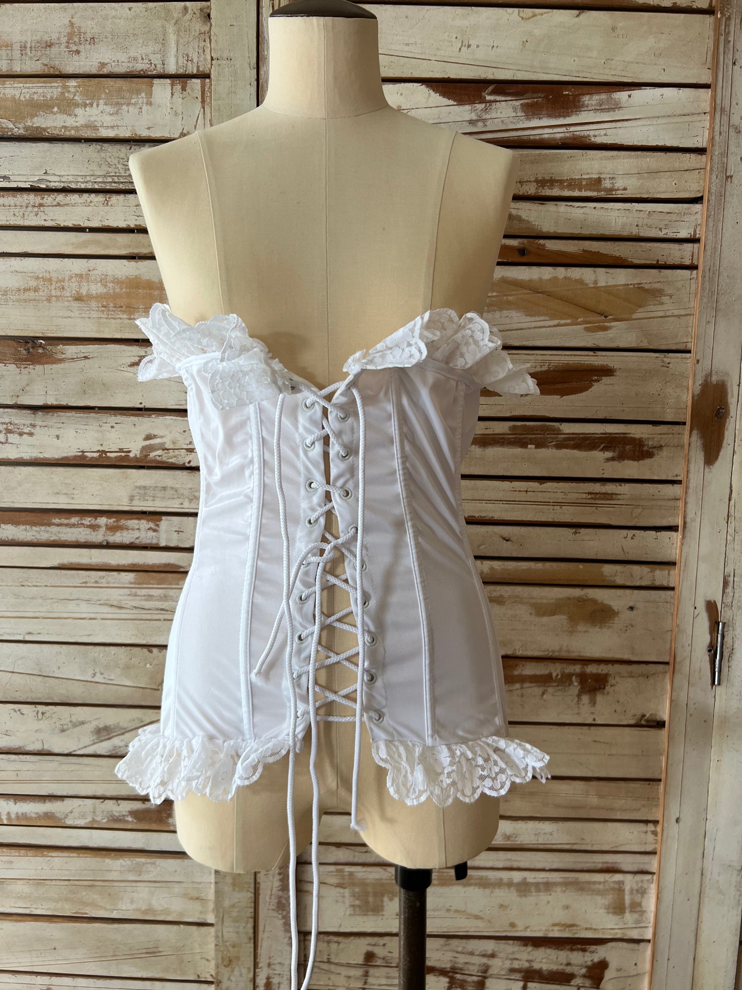 Lace up bustier/WHITE