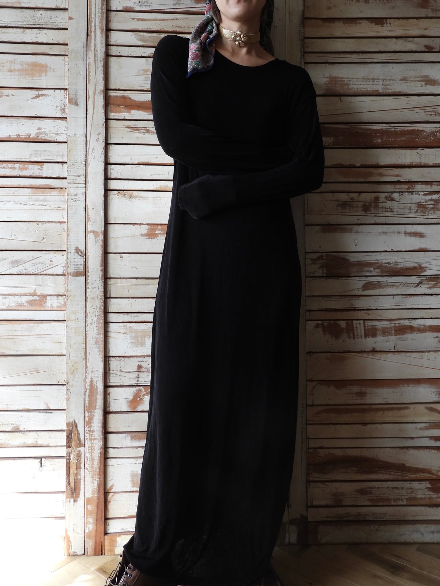 L/S Black long dress/BLACK