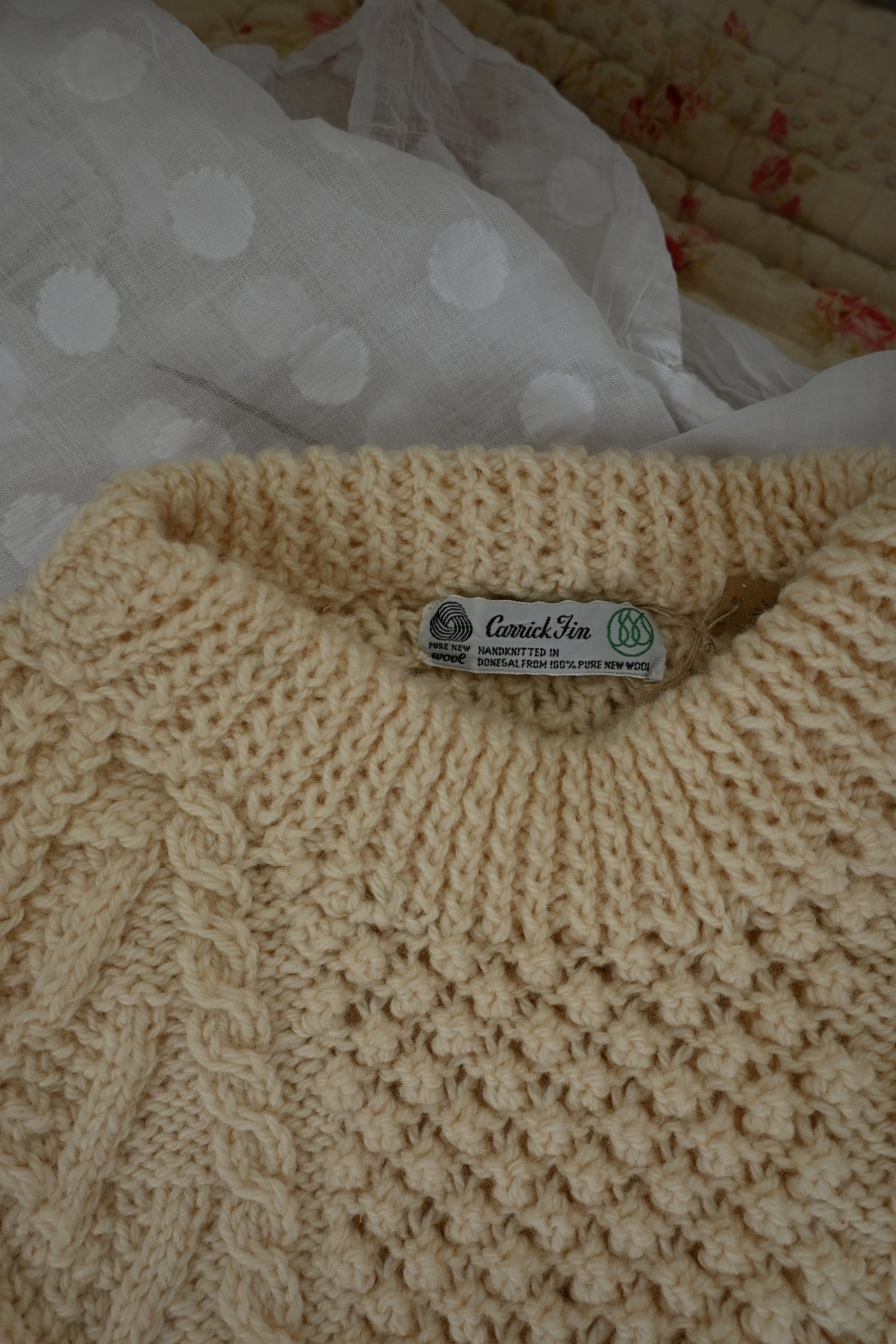 Aran knit sweater/IVORY
