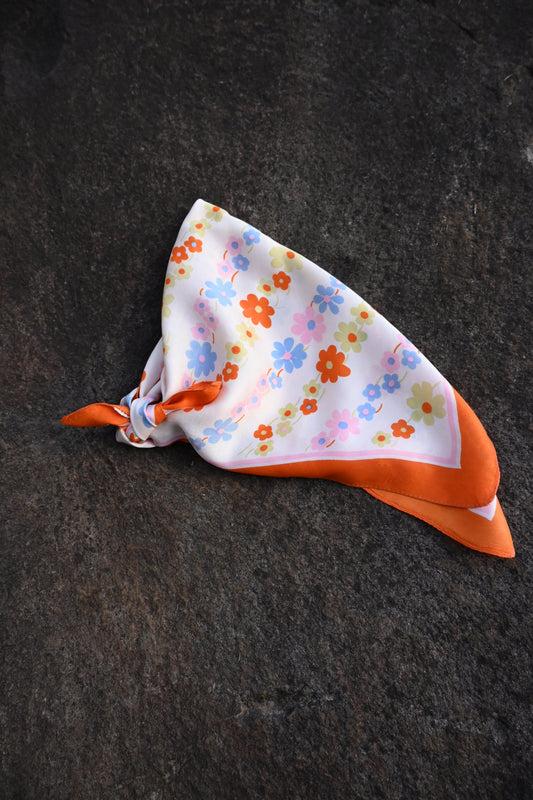 Vintage flower scarf/ORANGE