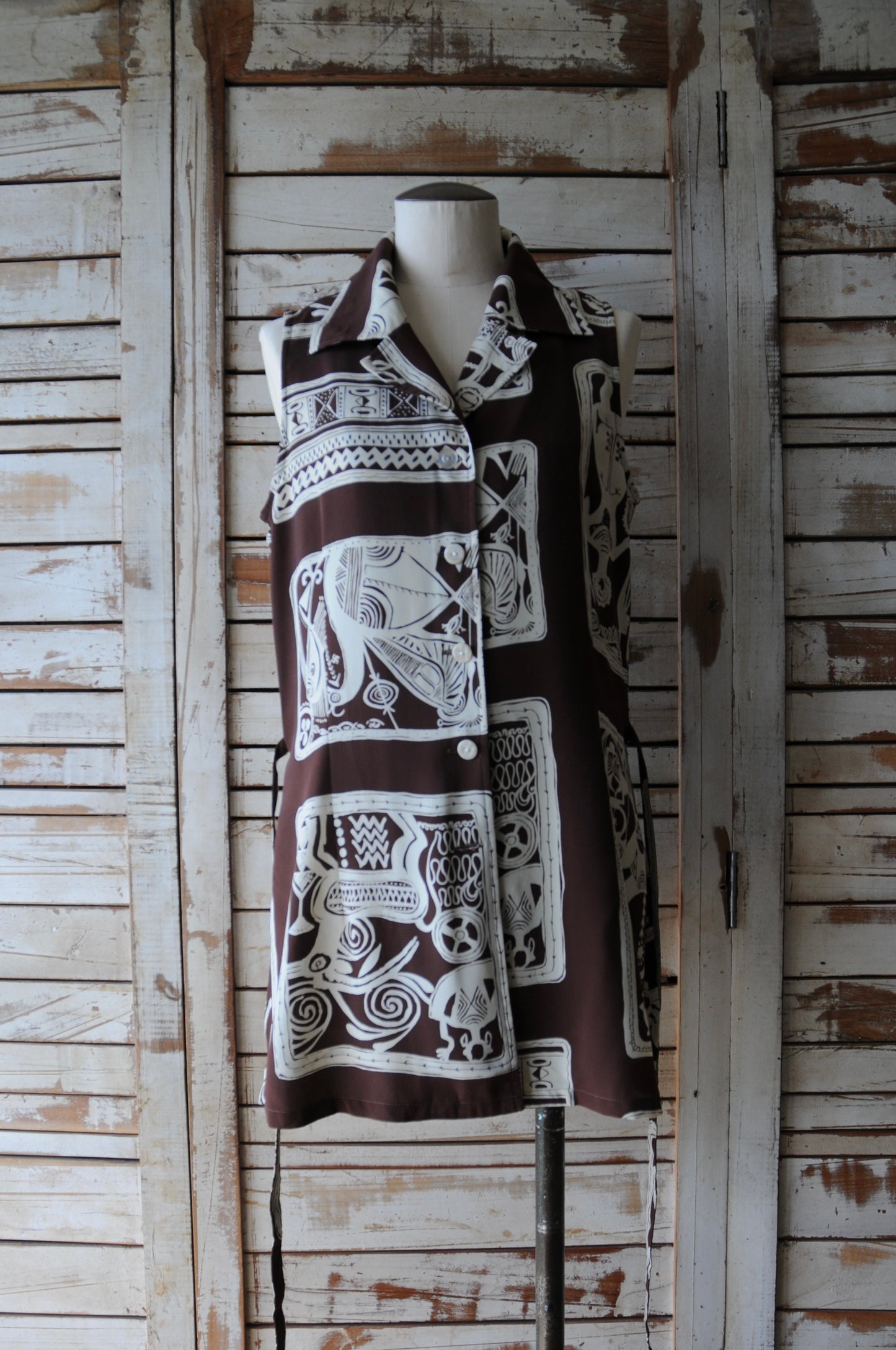 N/S pattern shirt/BROWN