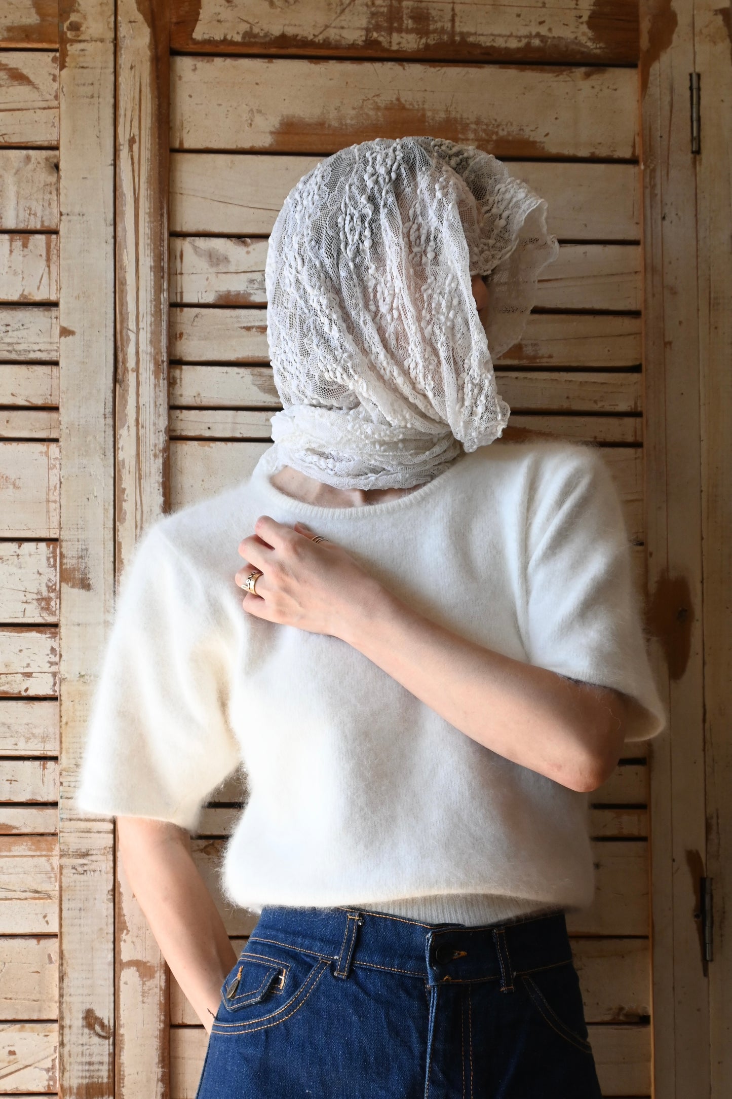 Lace shawl/IVORY