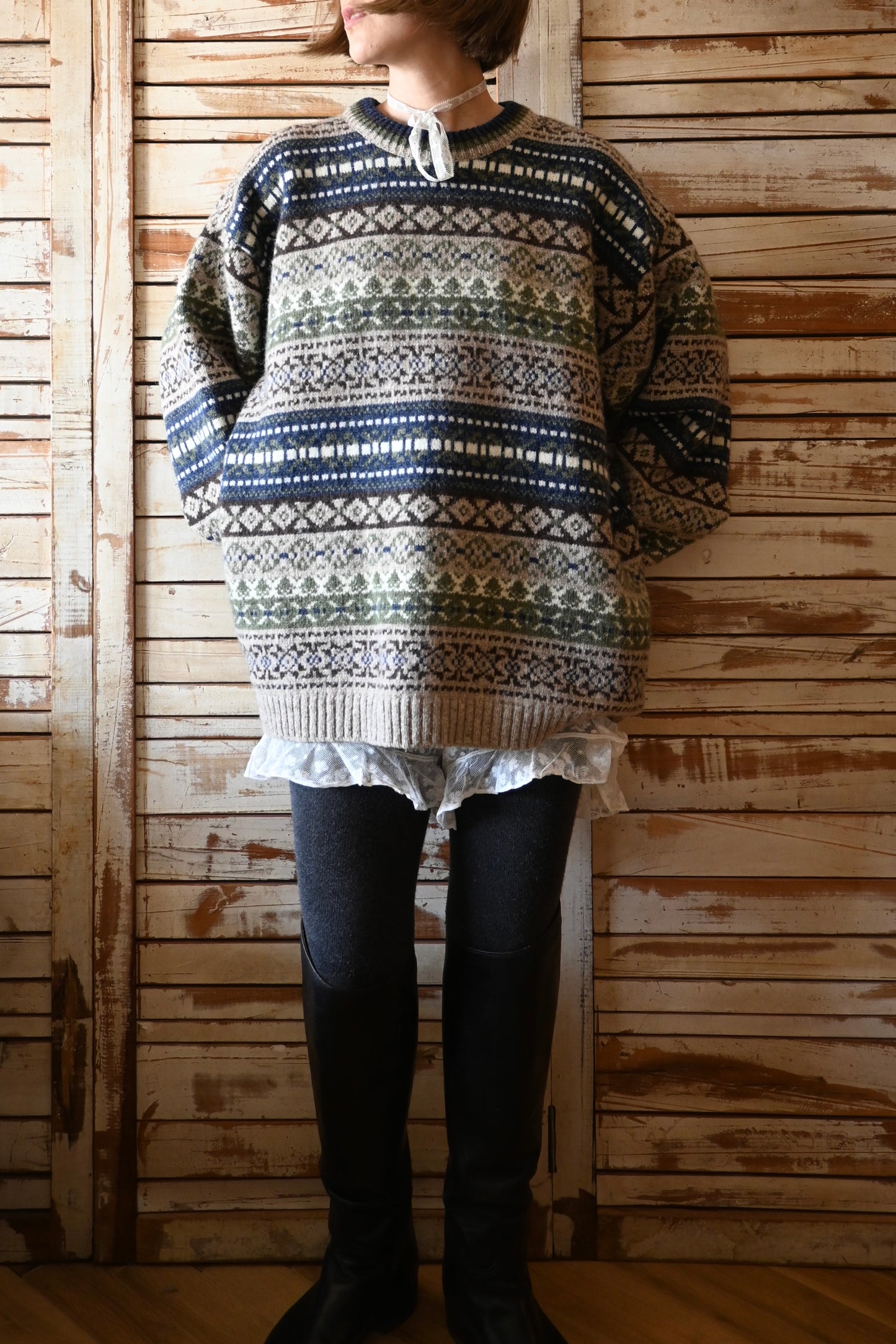 "LONDON FOG OUTDOORS UNLIMITED" Fair isle knit sweater