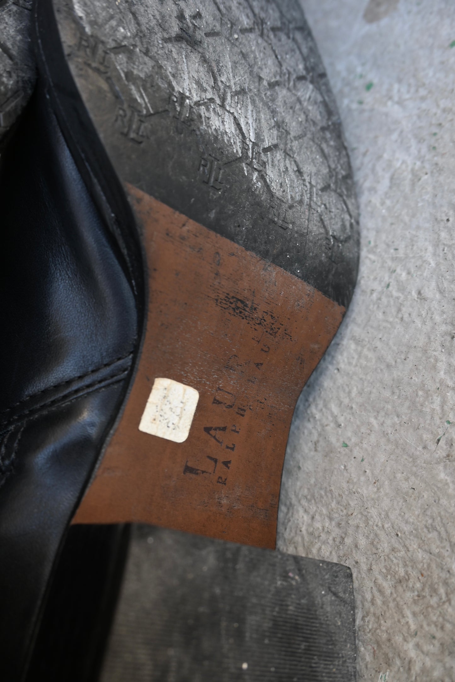 "Lauren Ralph Lauren" leather boots/BLACK