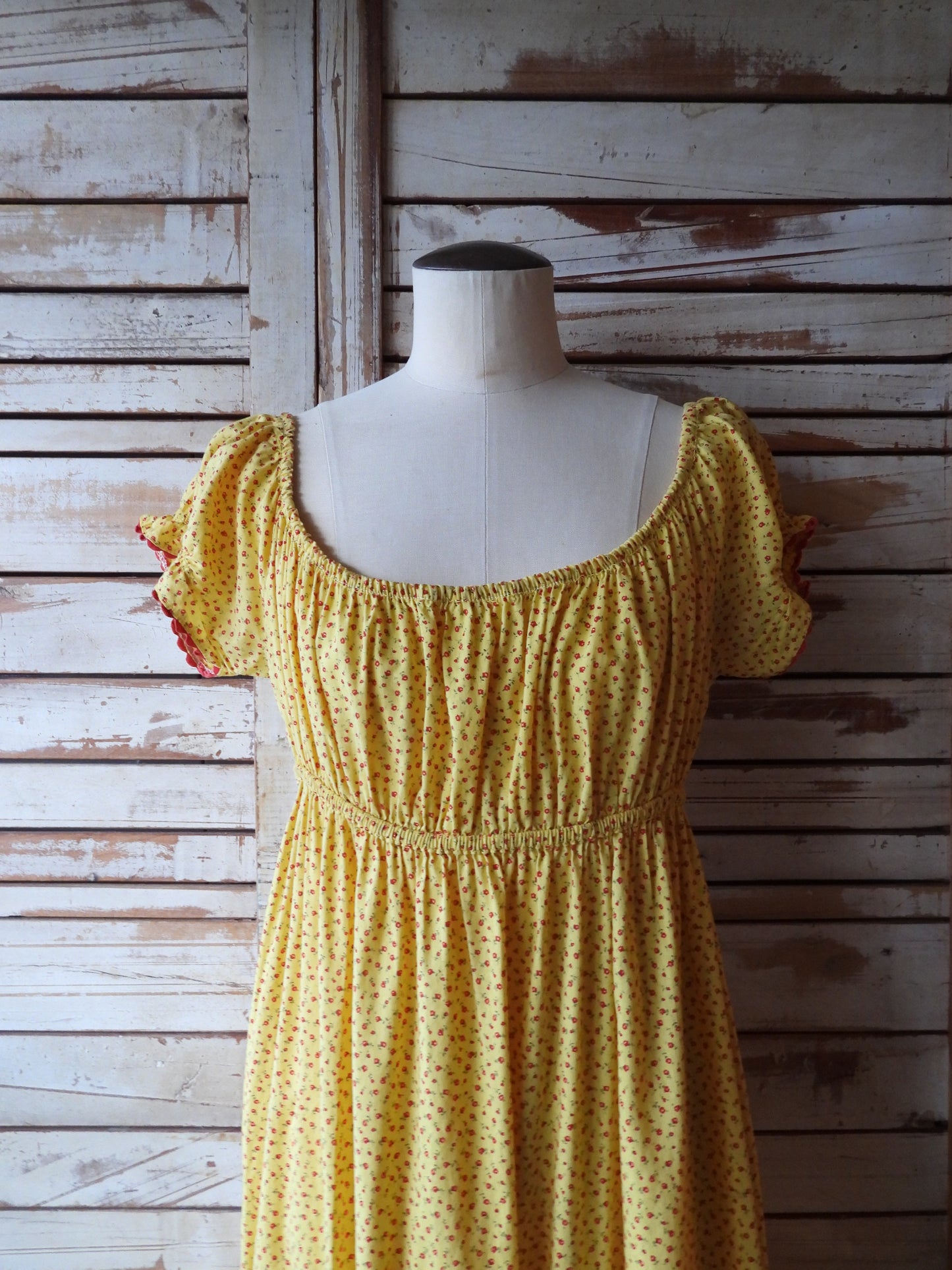 70's Flower 2way dress/YELLOW