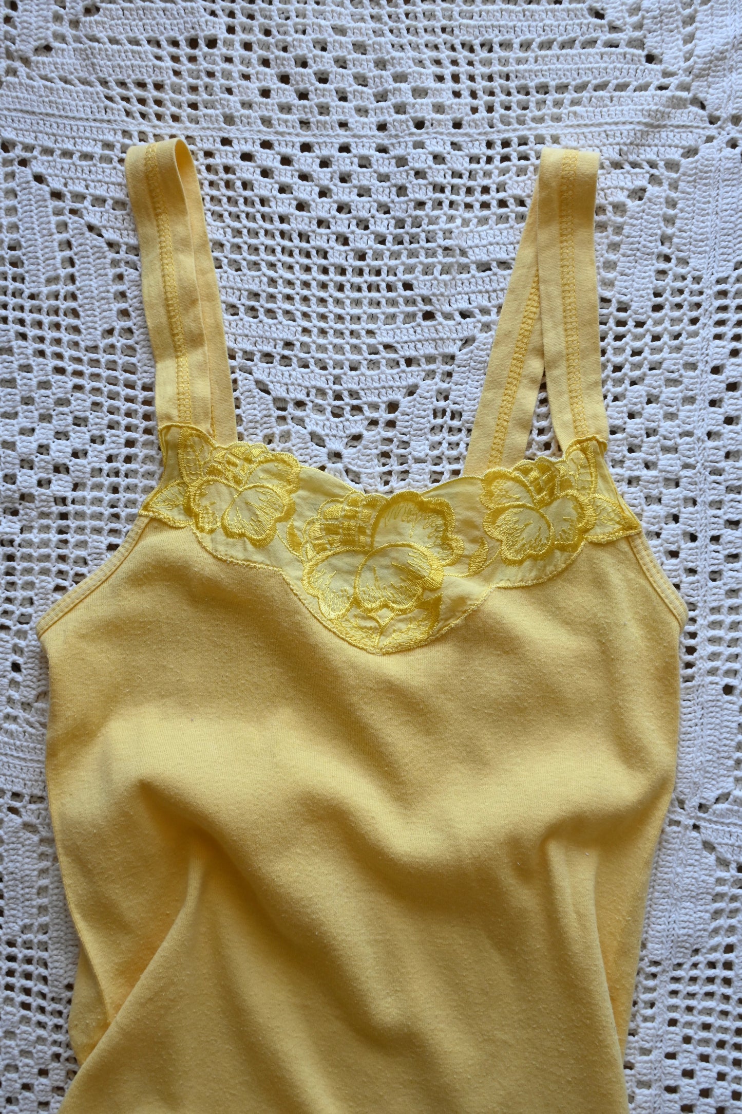 EURO Cotton embroidery camisole/YELLOW