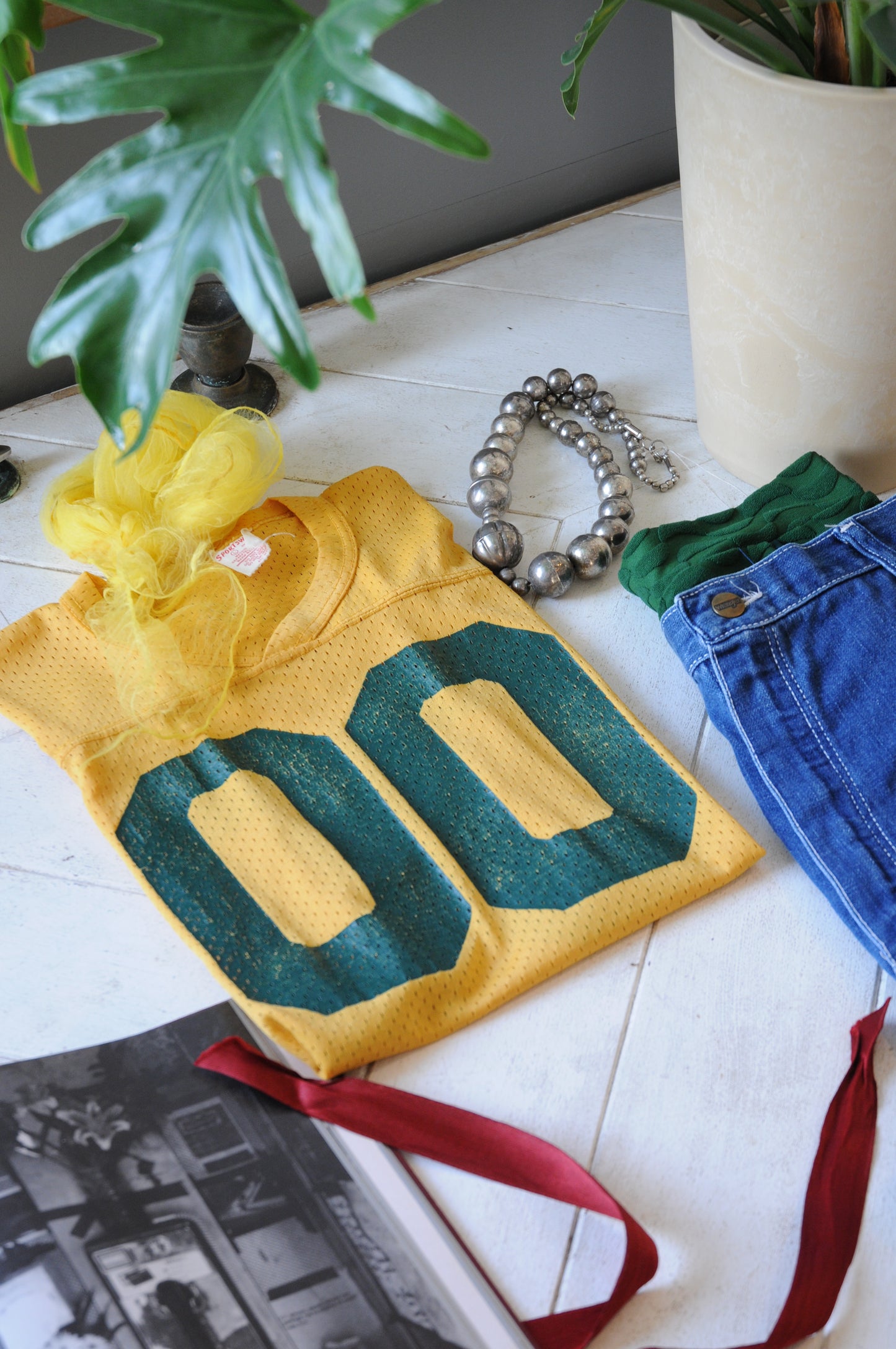 Mesh football tee /MUSTARD