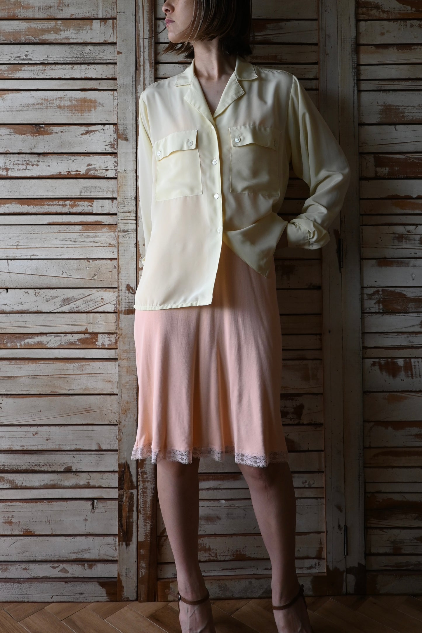 Shirt blouse/YELLOW