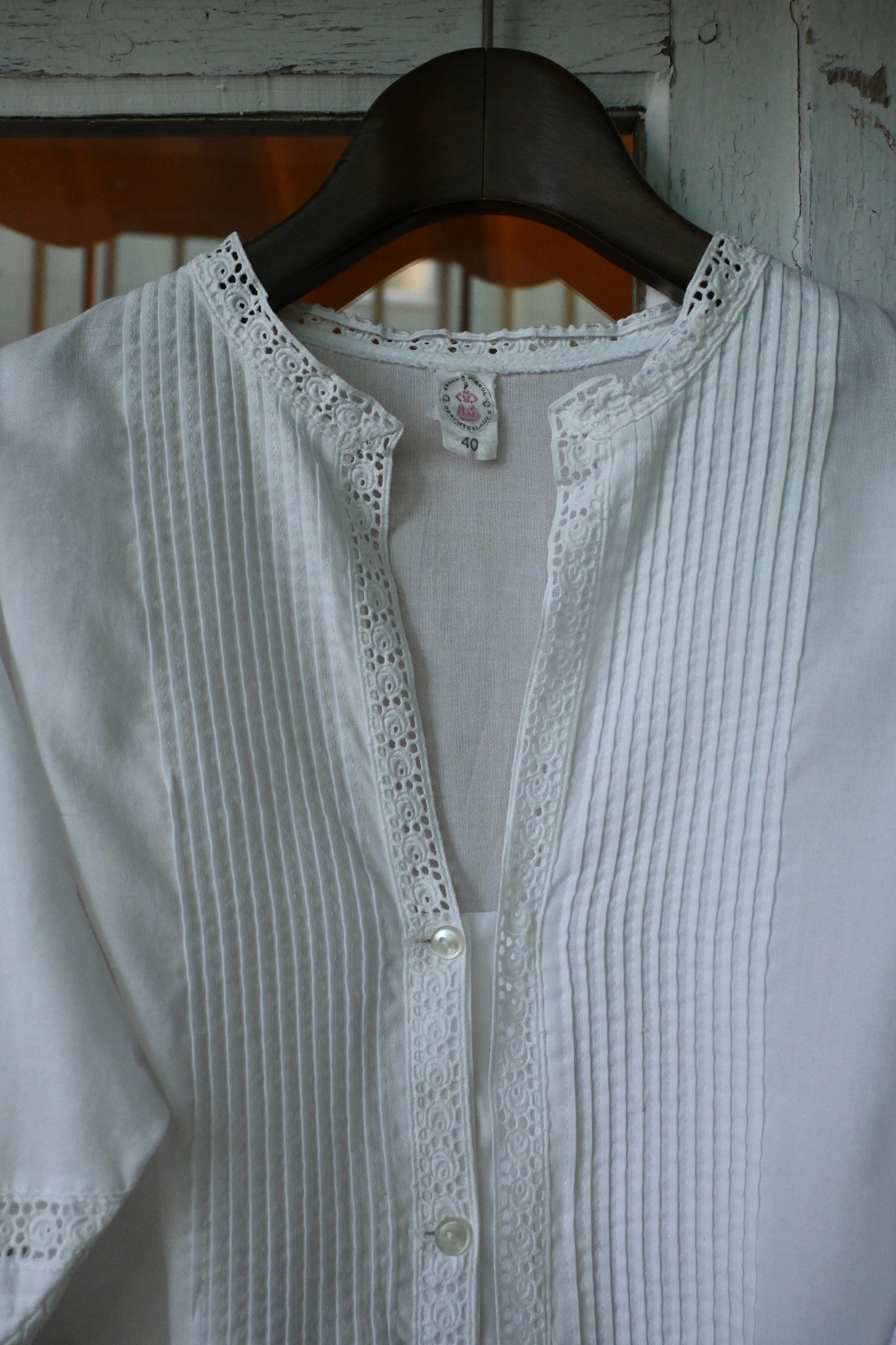 EURO Cutwork lace blouse/WHITE
