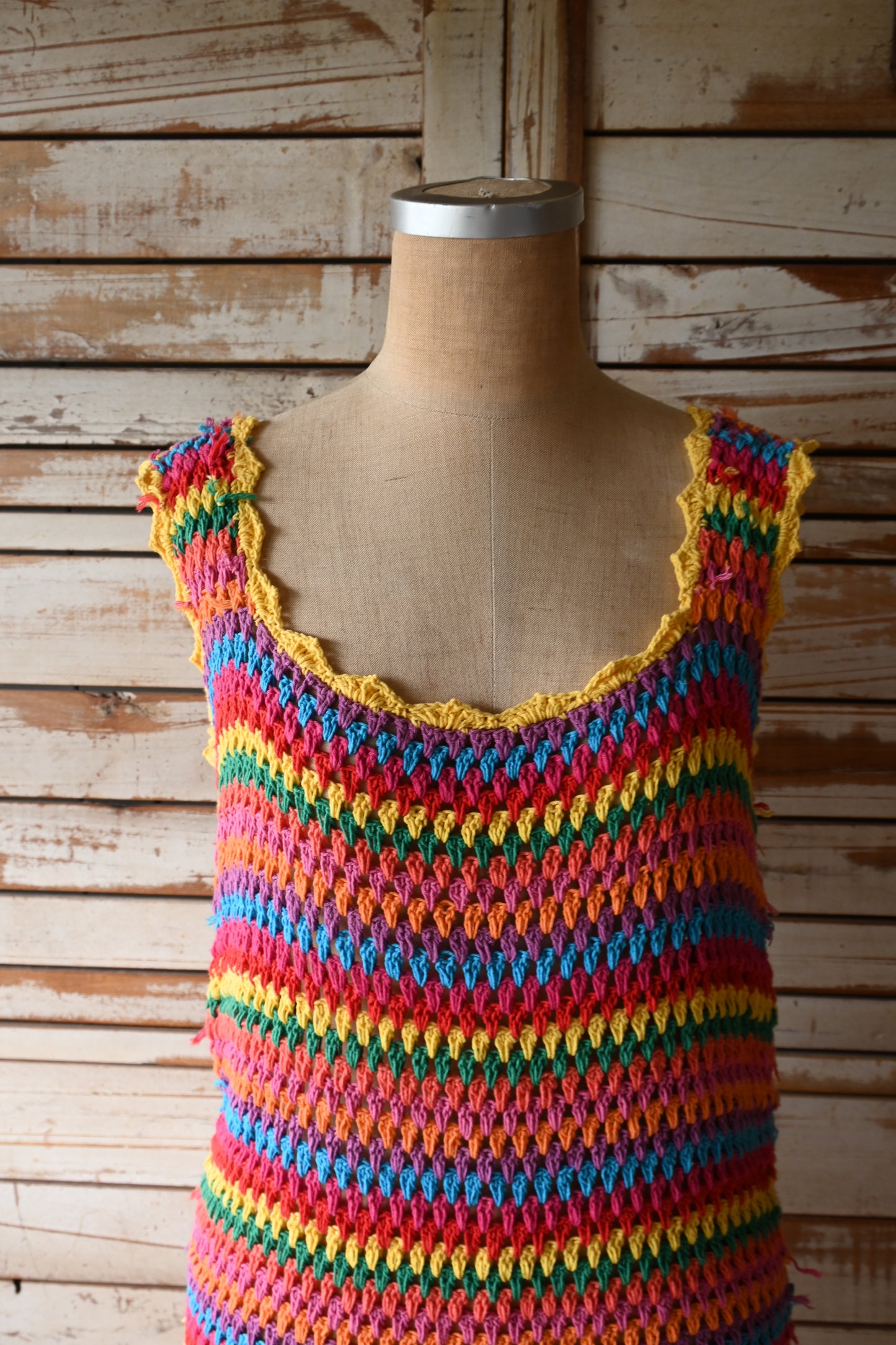 Handmade crochet cotton dress/MULTI