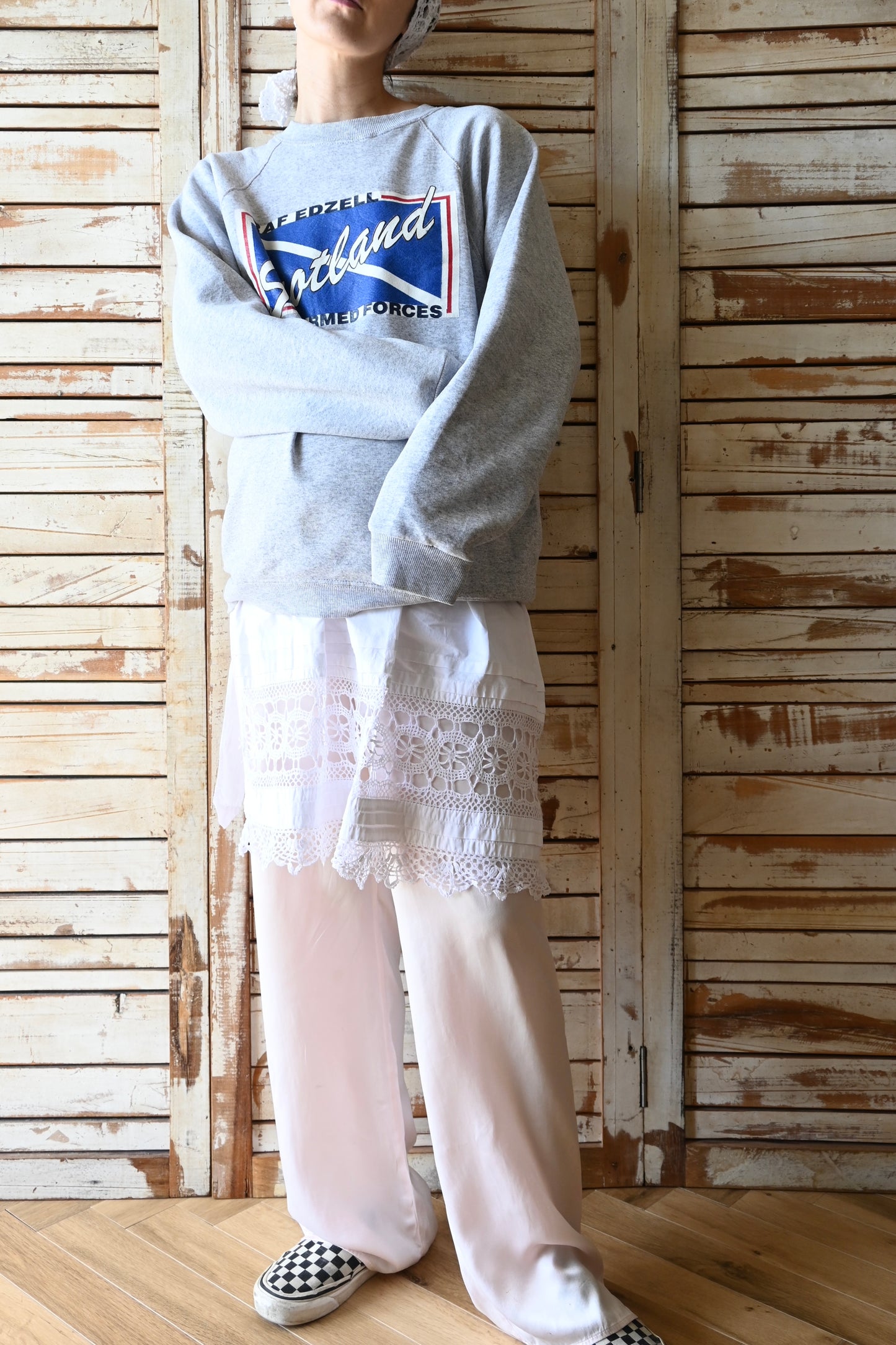EURO Vintage cotton apron/WHITE