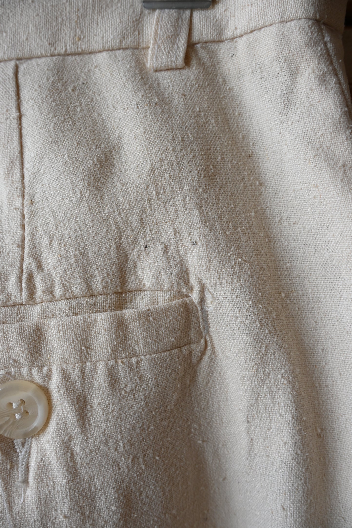 80's Silk tuck pants/CREAM