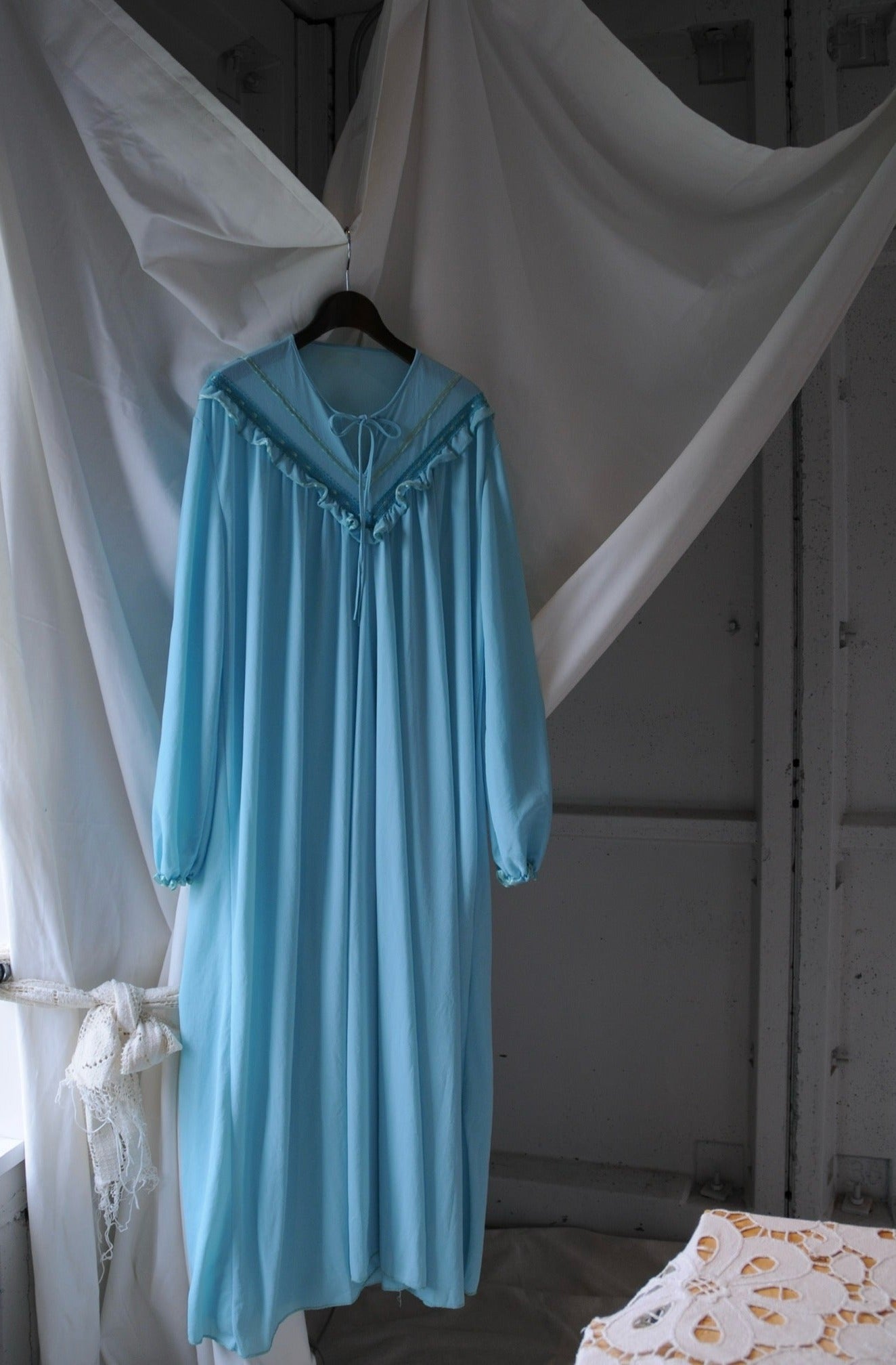 80's L/S Night dress/SKY BLUE