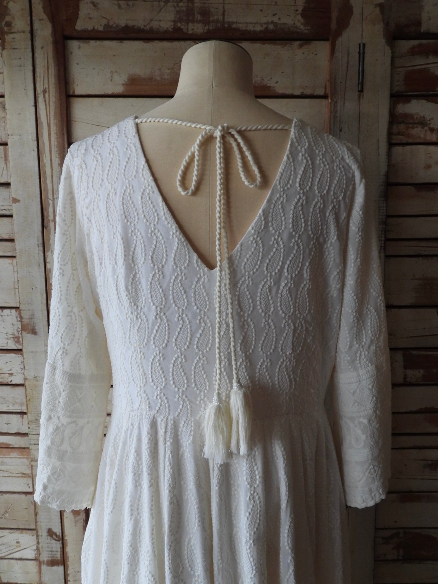 Cotton embroidery long dress/IVORY