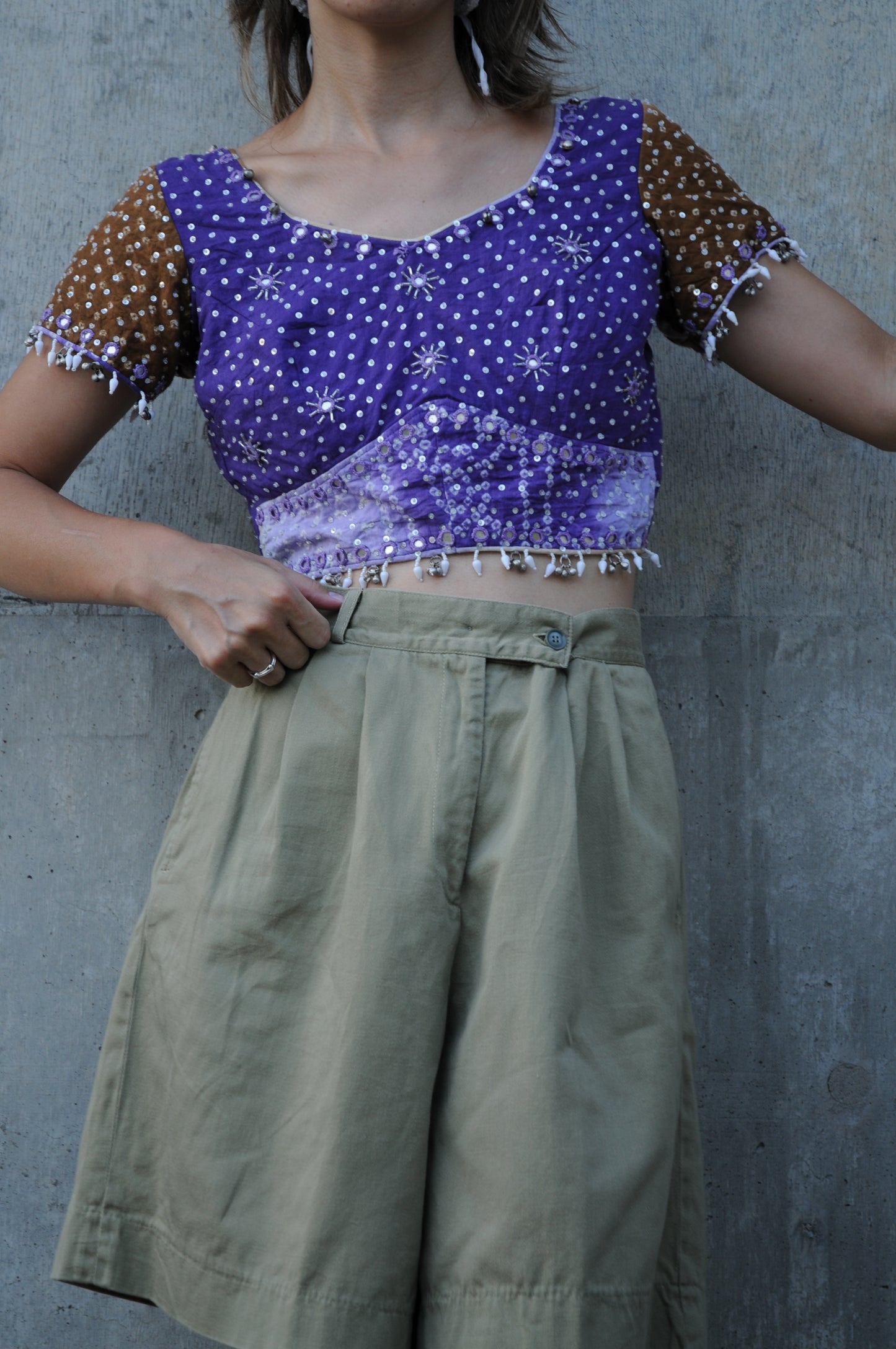 Vintage beaded blouse/PURPLE