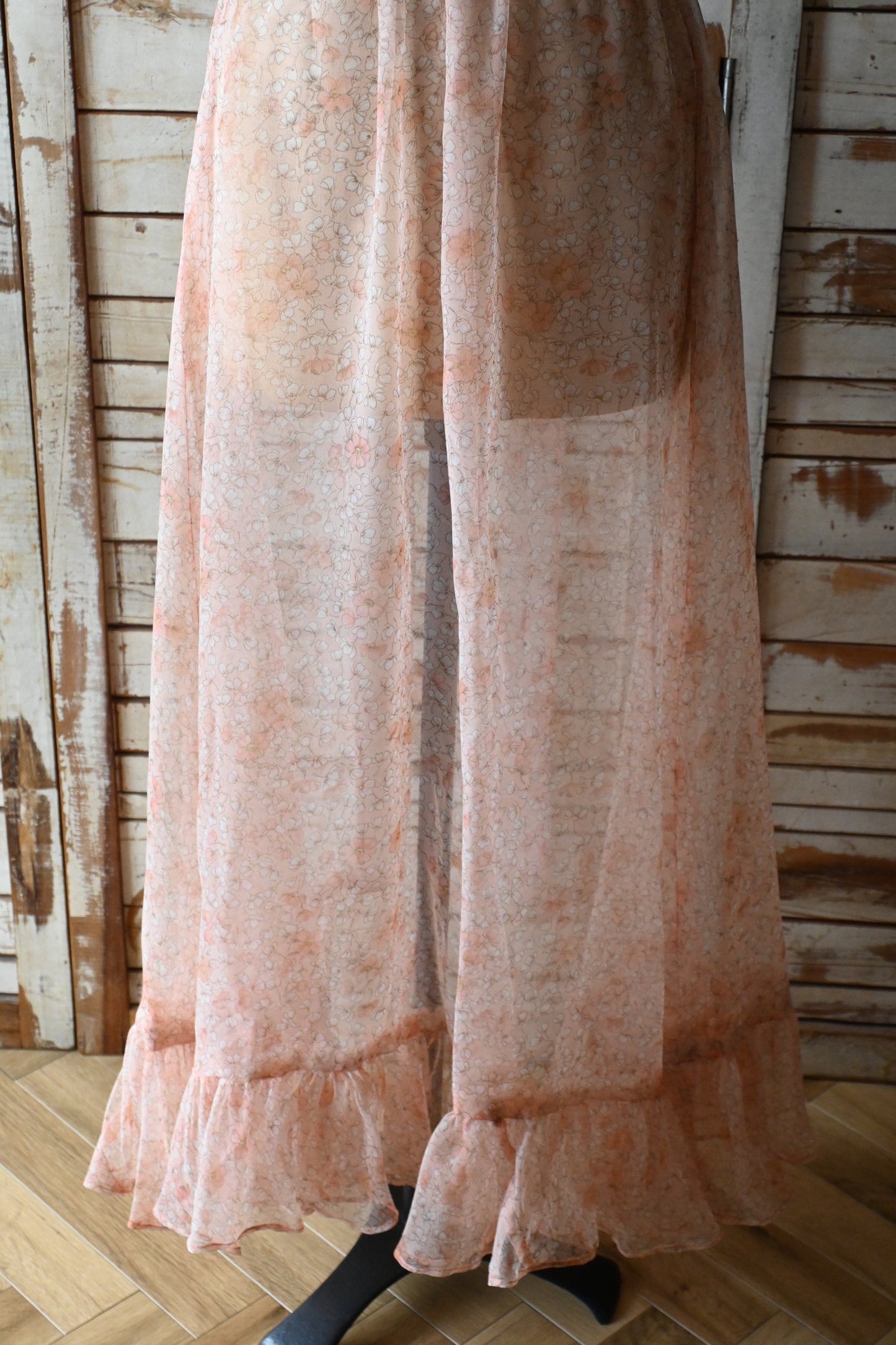 Floral sheer apron/PINK