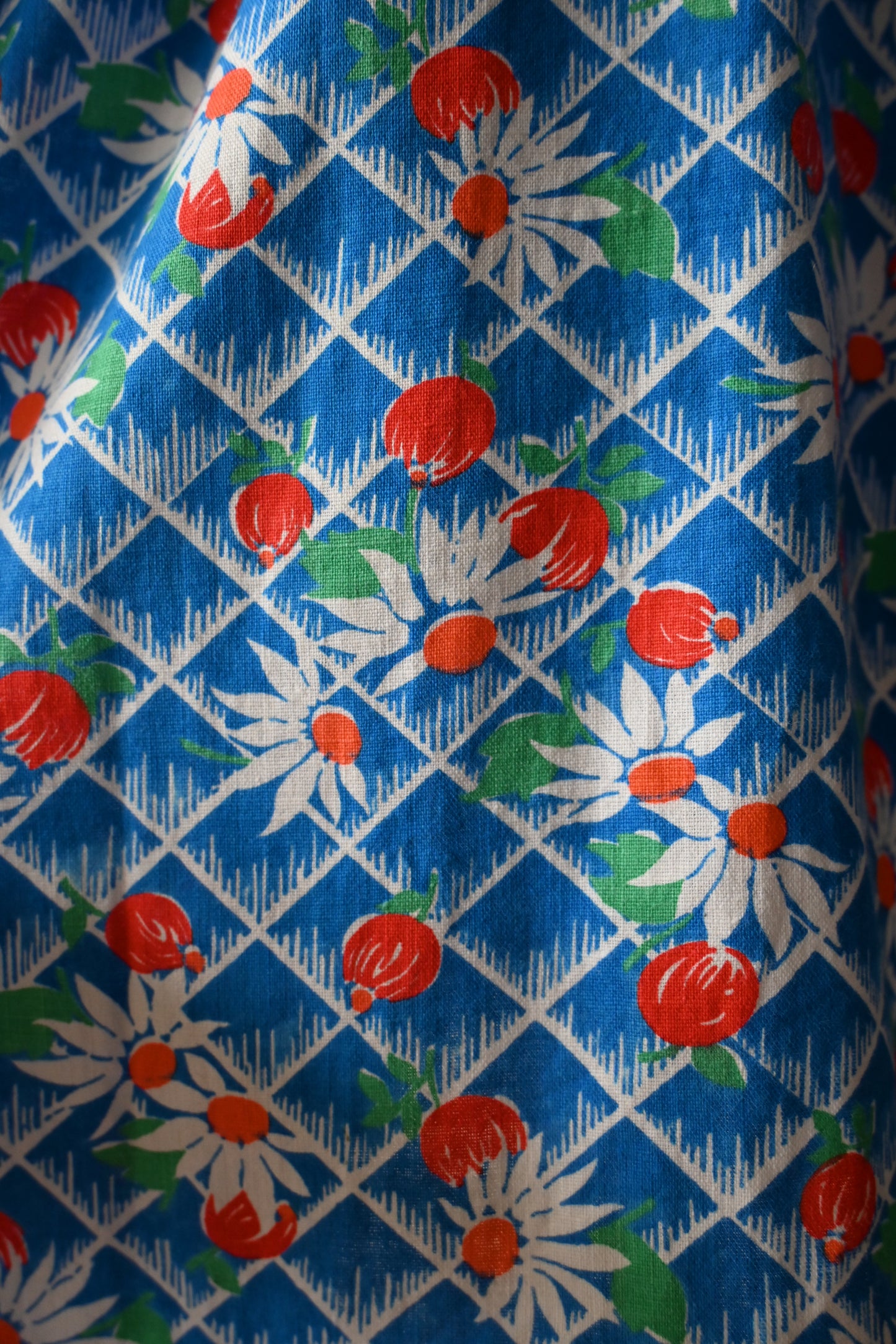 70's-80's Flower skirt/BLUE