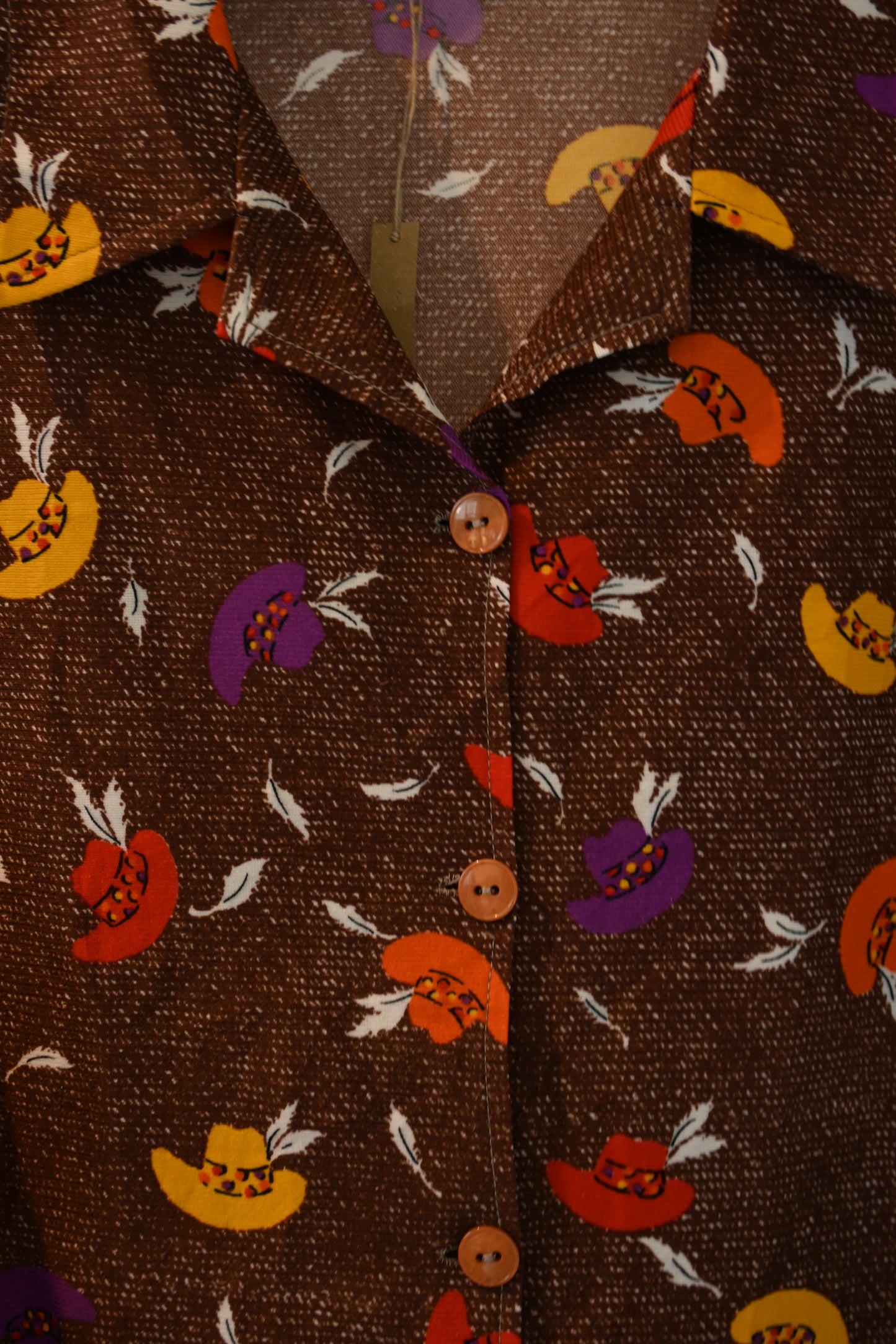 70's Western pattern shirt/BROWN