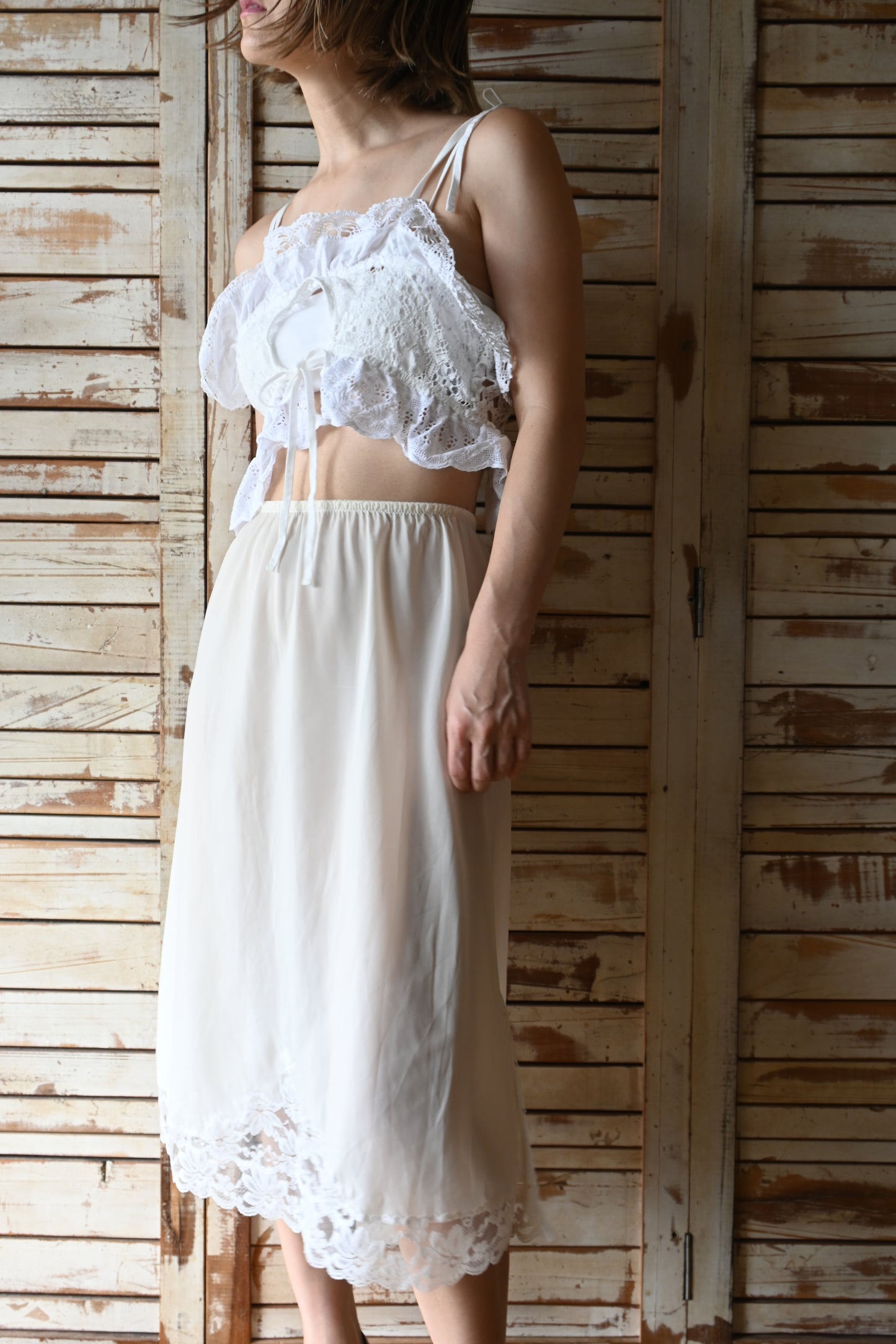 Christian Dior slip skirt/WHITE
