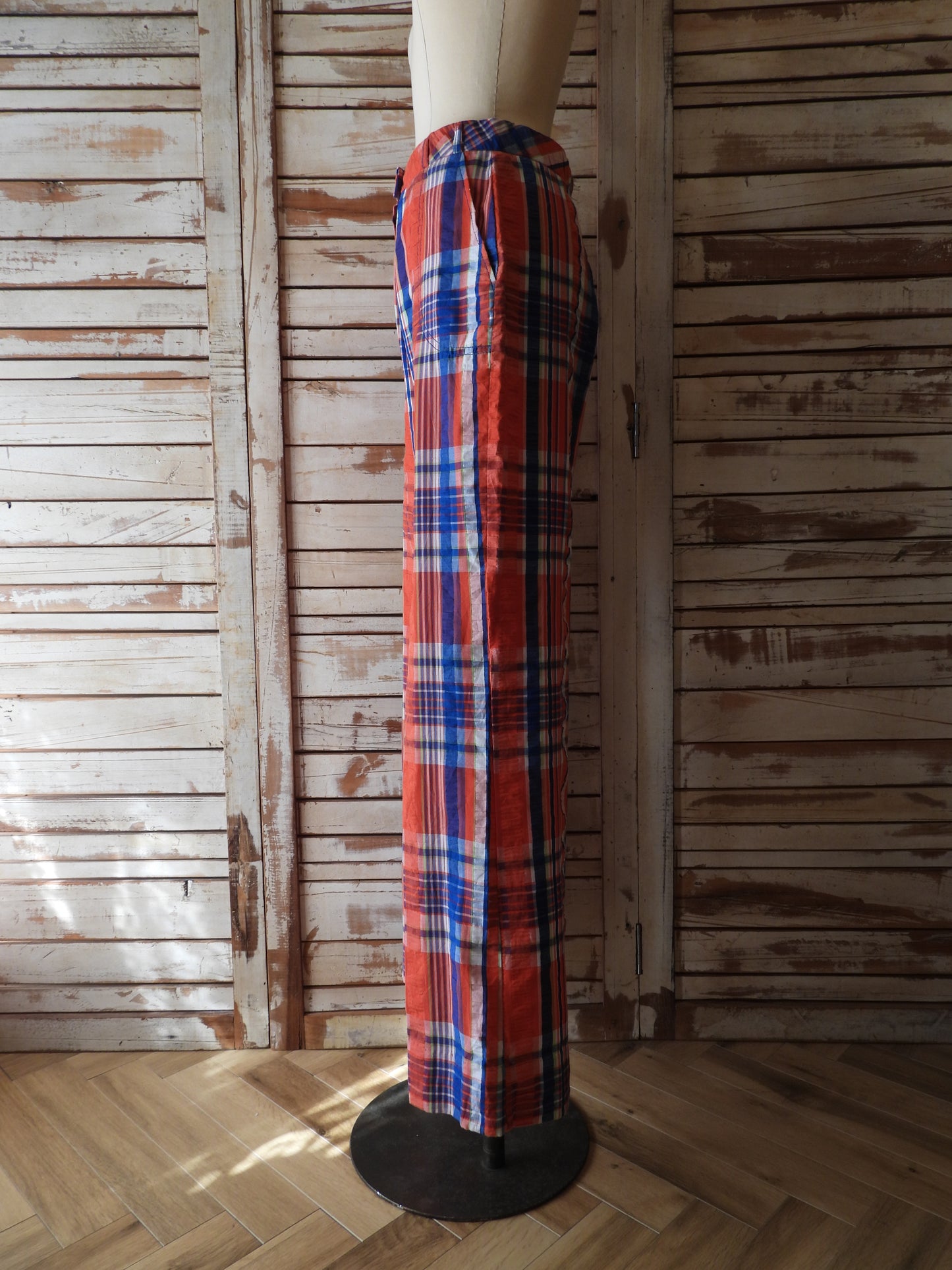 70's-80's Check pants/RED