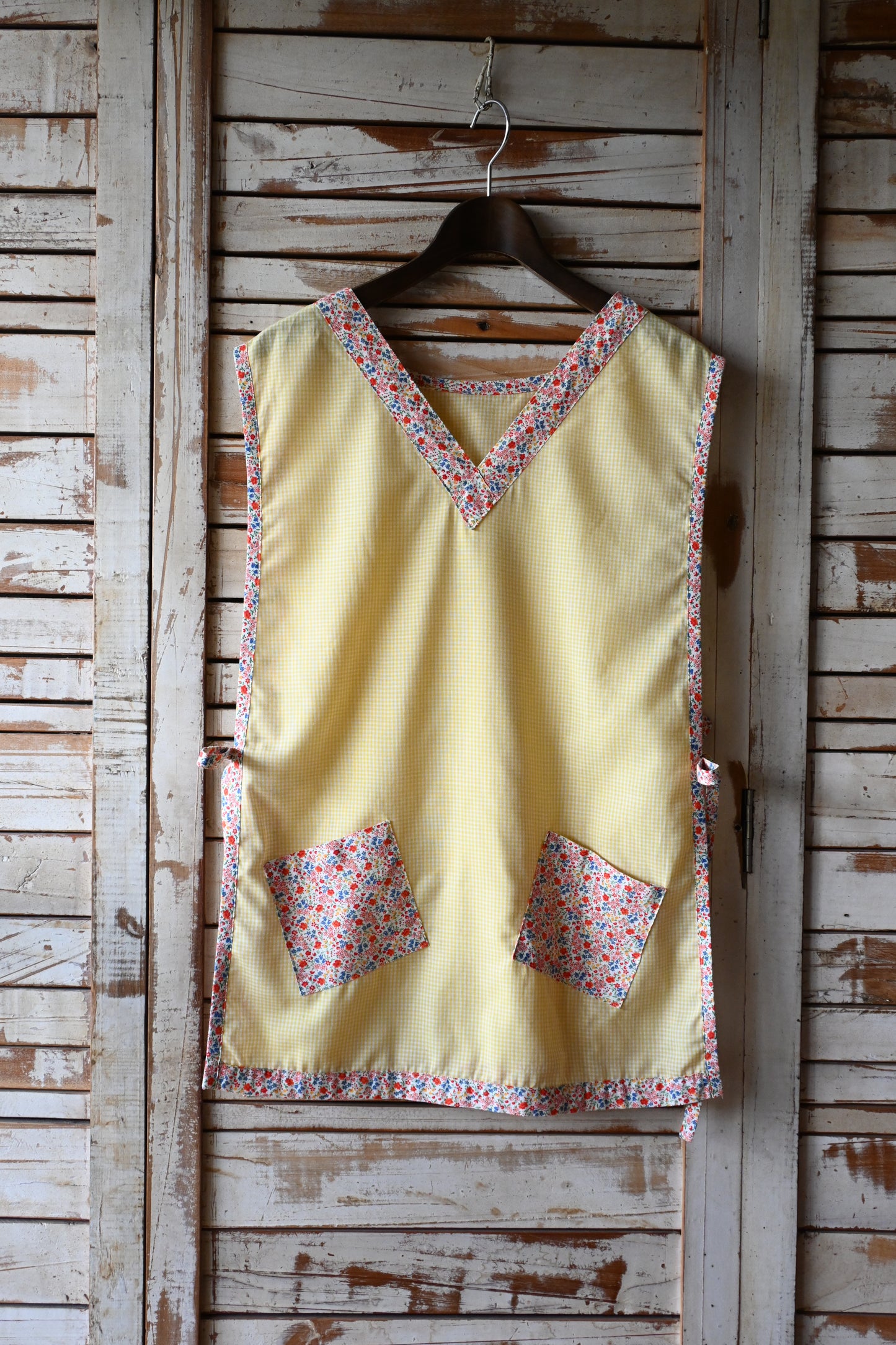 Flower smock apron/YELLOW